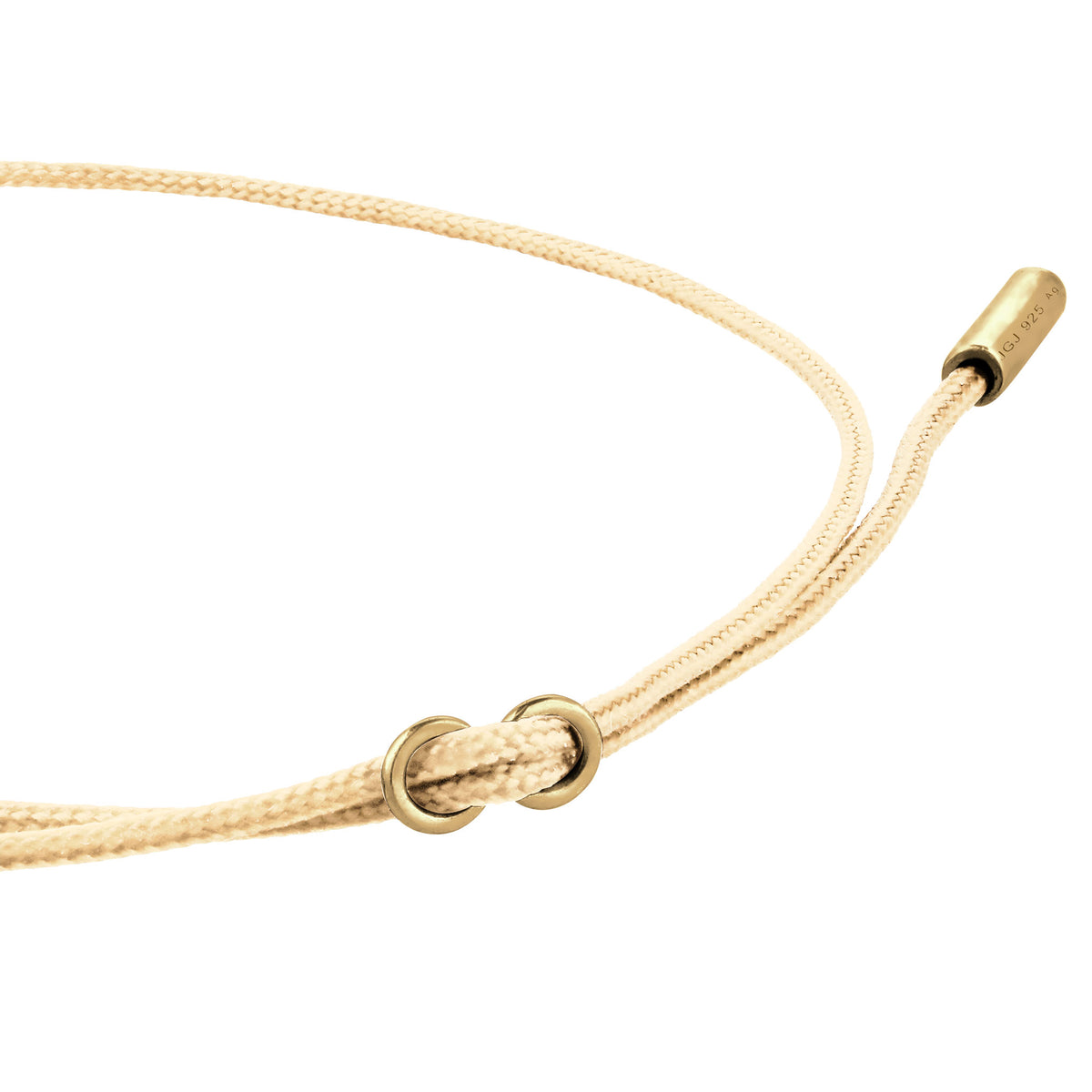 Gold - Elli | Armband |  Nylon (Beige) | 925 Sterling Silber vergoldet