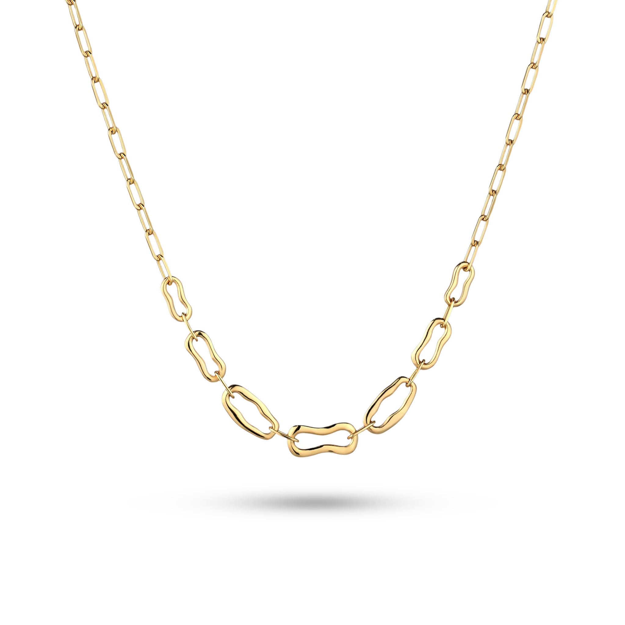 Gold - Elli | Halskette Gliederkette Oval Chain | 925 Sterling Silber vergoldet