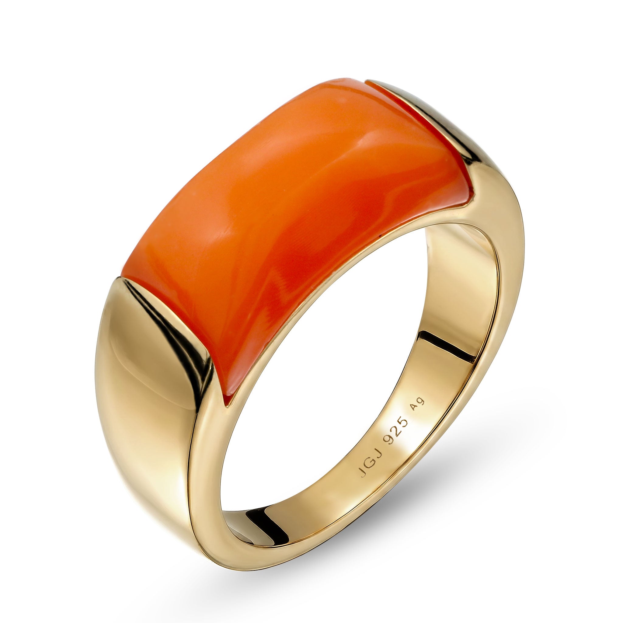 Gold - Elli | Signetring Rechteck | 925 Sterling Silber vergoldet