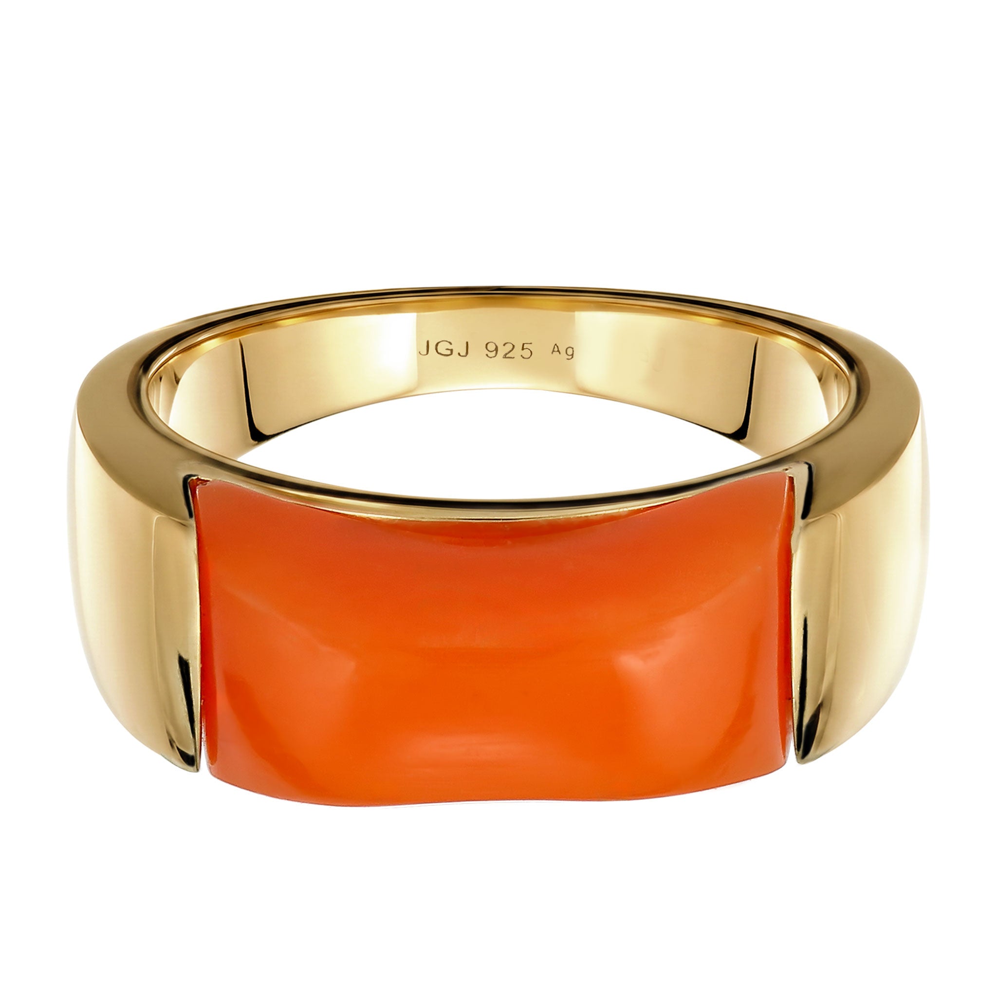 Gold - Elli | Signetring Rechteck | 925 Sterling Silber vergoldet