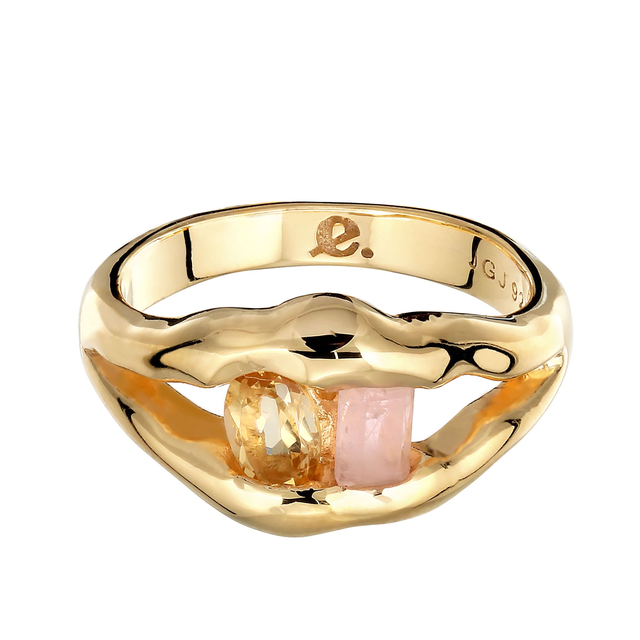 Gold - Elli | Ring | Quarz  & Citrin | 925 Sterling Silber vergoldet