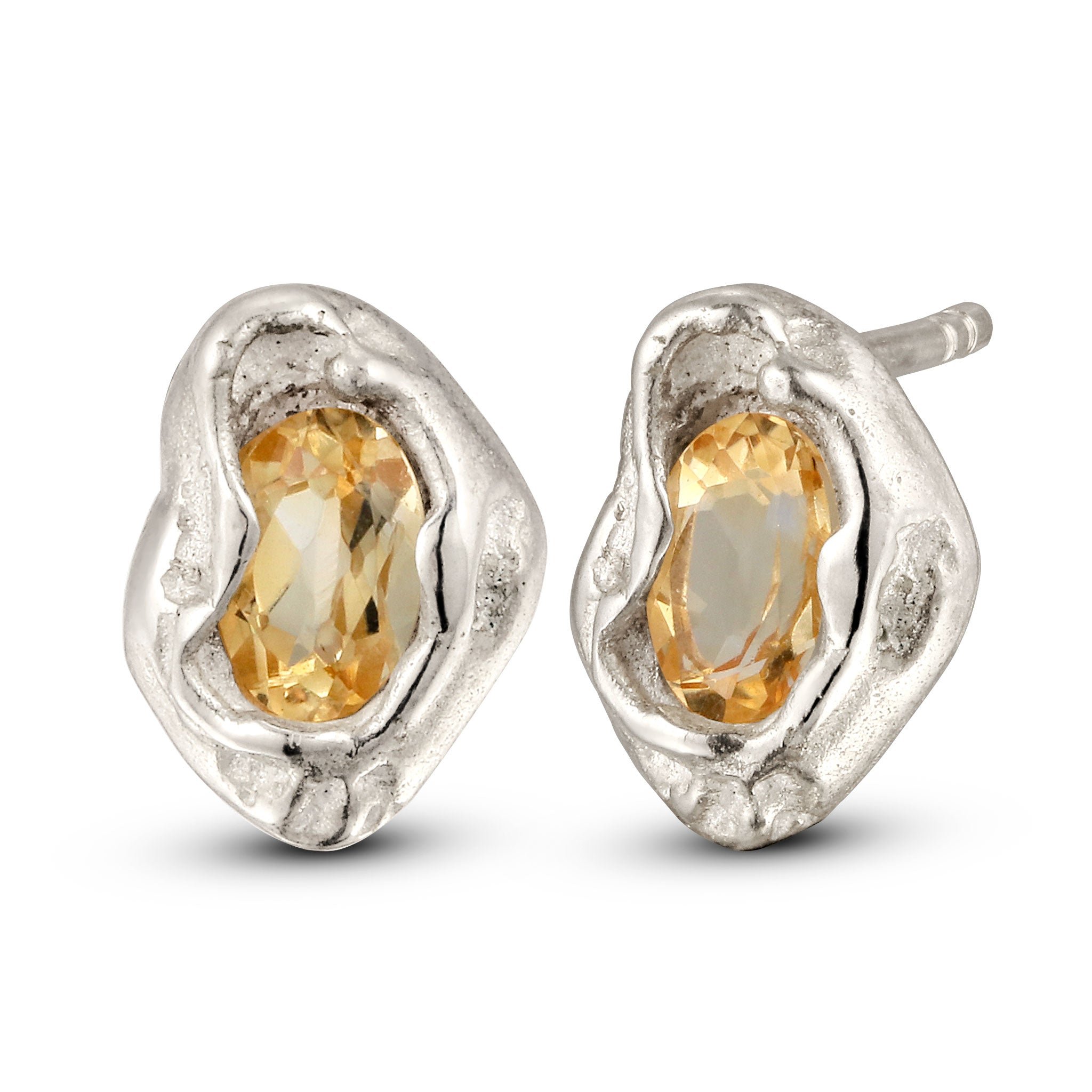 Silber - Elli | Ohrstecker mit Citrin (Gelb) | 925 Sterling Silber