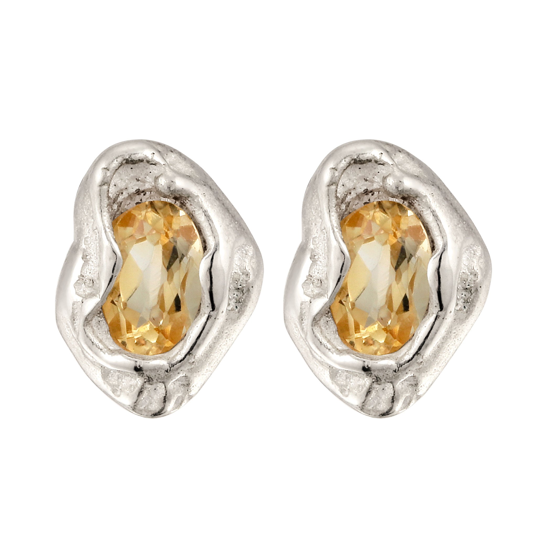 Silber - Elli | Ohrstecker mit Citrin (Gelb) | 925 Sterling Silber