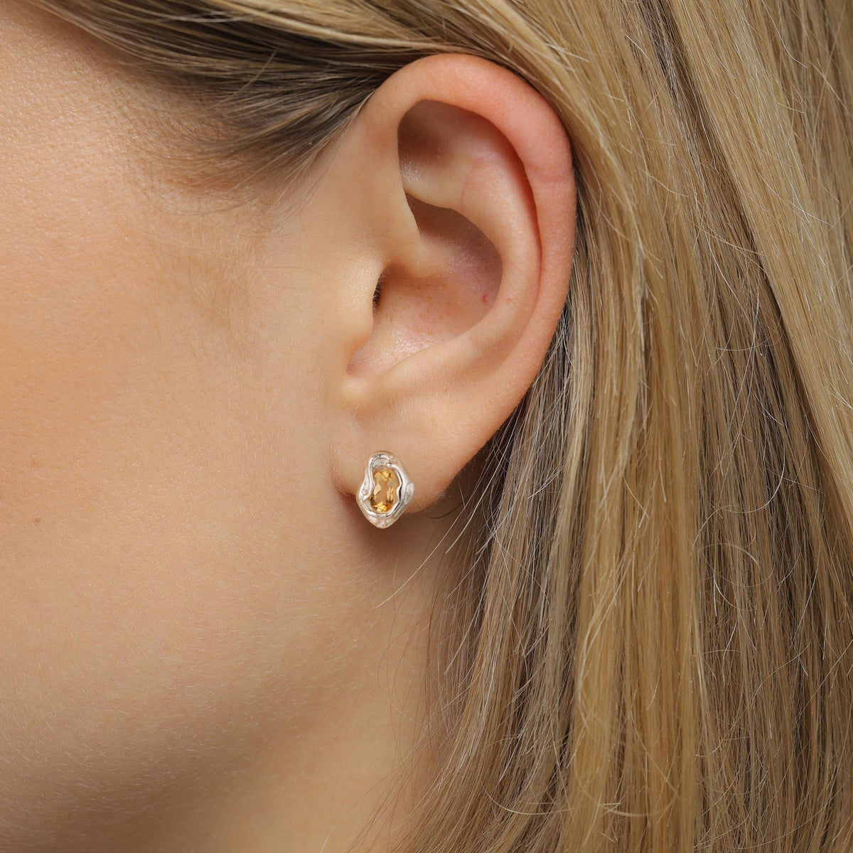 Silber - Elli | Ohrstecker mit Citrin (Gelb) | 925 Sterling Silber