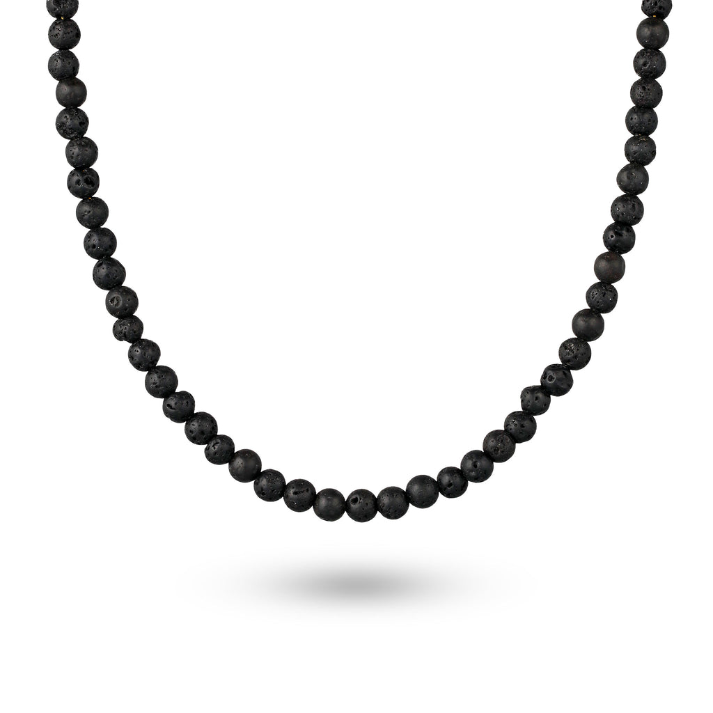 Silber - Elli | Halskette mit Perlen | Lava Schwarz  925 Sterling Silber