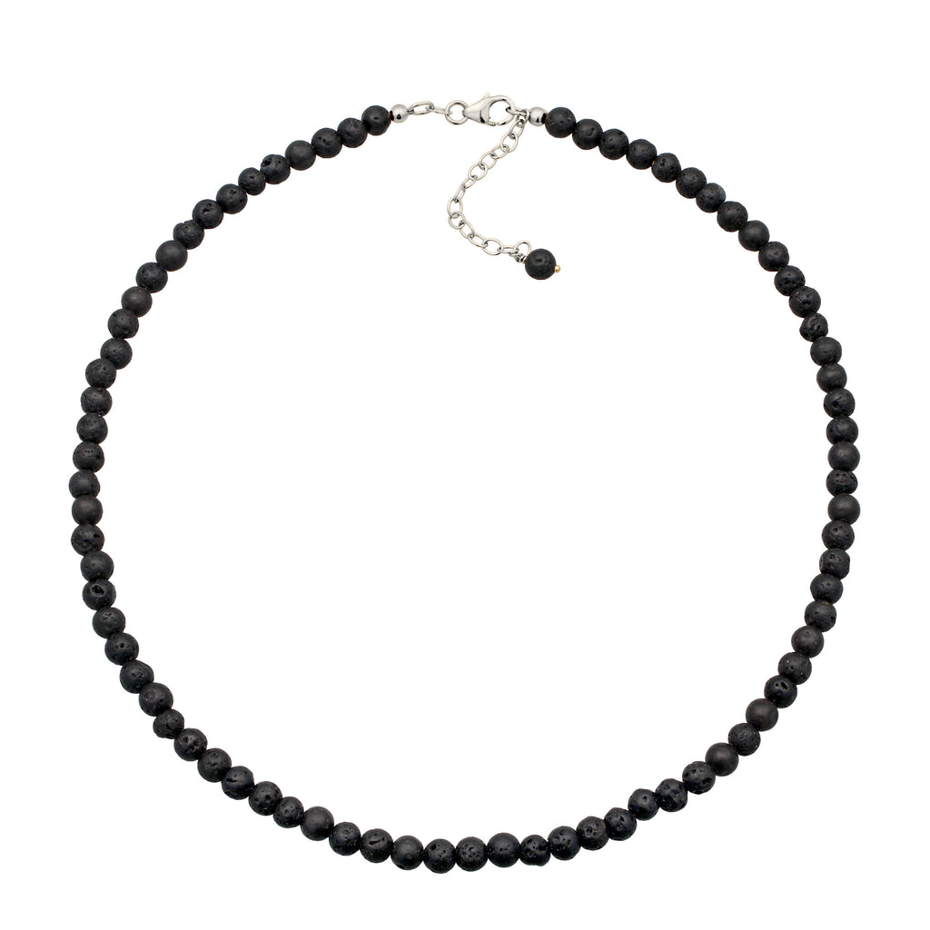 Silber - Elli | Halskette mit Perlen | Lava Schwarz  925 Sterling Silber