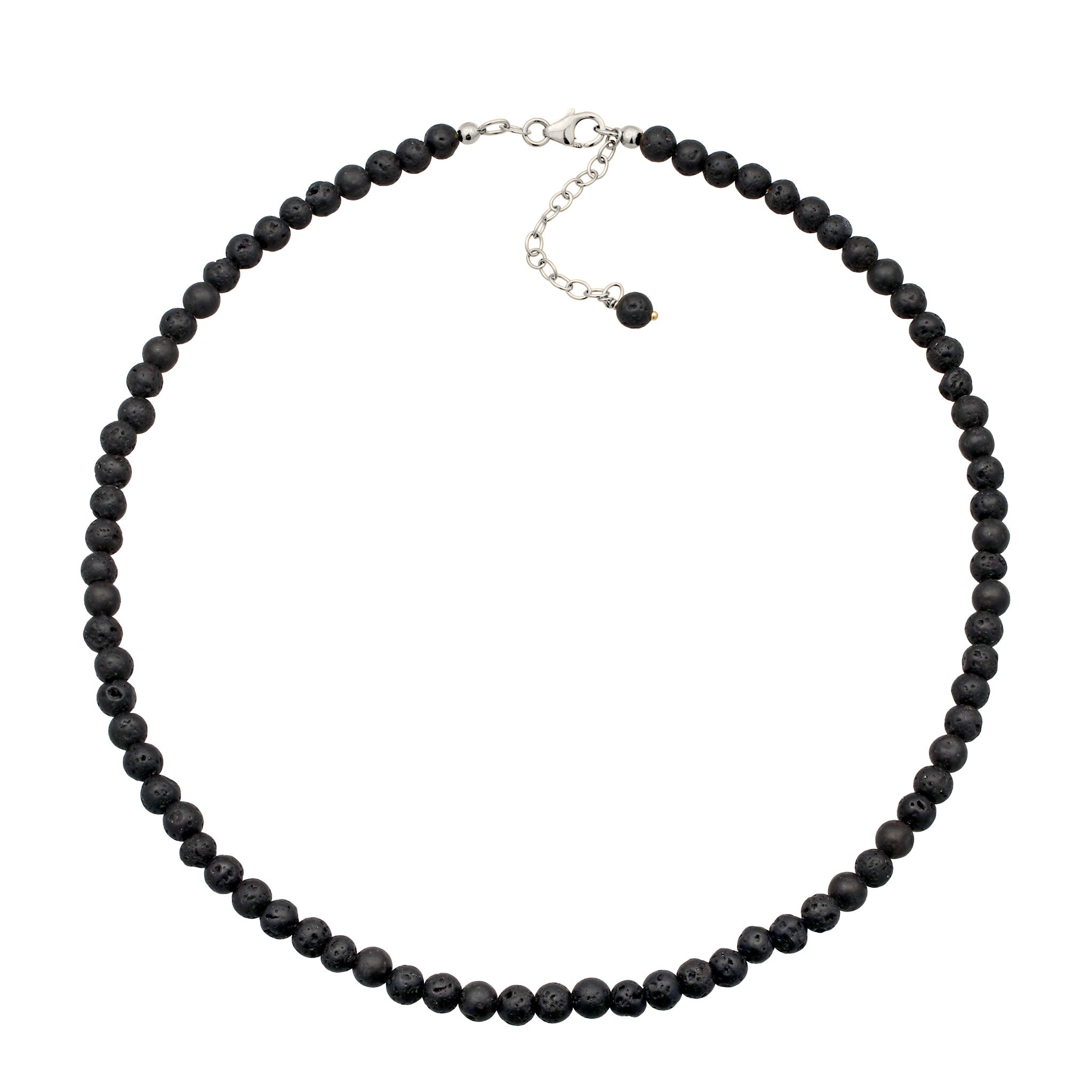 Silber - Elli | Halskette mit Perlen | Lava Schwarz  925 Sterling Silber