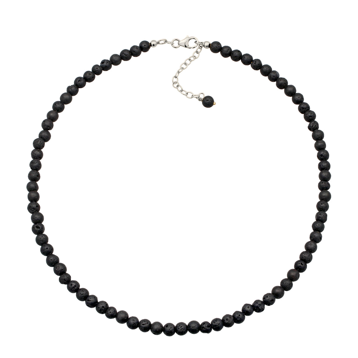 Silber - Elli | Halskette mit Perlen | Lava Schwarz  925 Sterling Silber