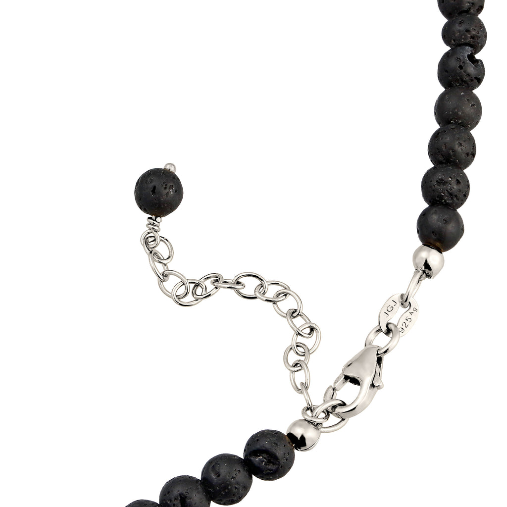 Silber - Elli | Halskette mit Perlen | Lava Schwarz  925 Sterling Silber