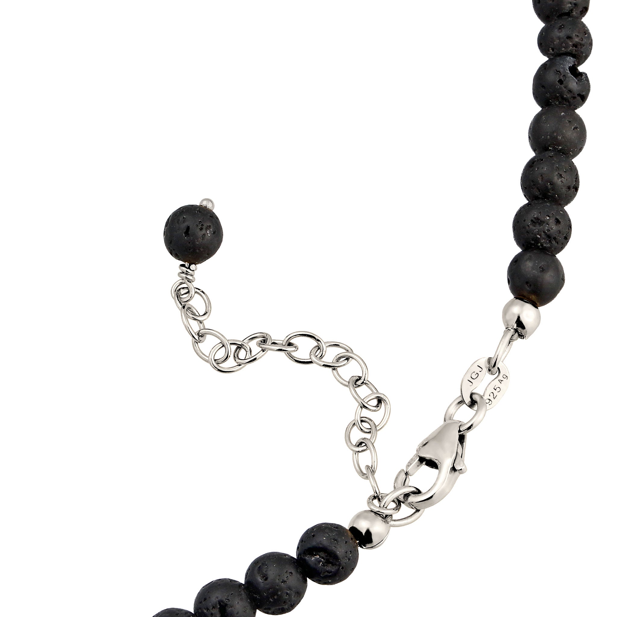 Silber - Elli | Halskette mit Perlen | Lava Schwarz  925 Sterling Silber