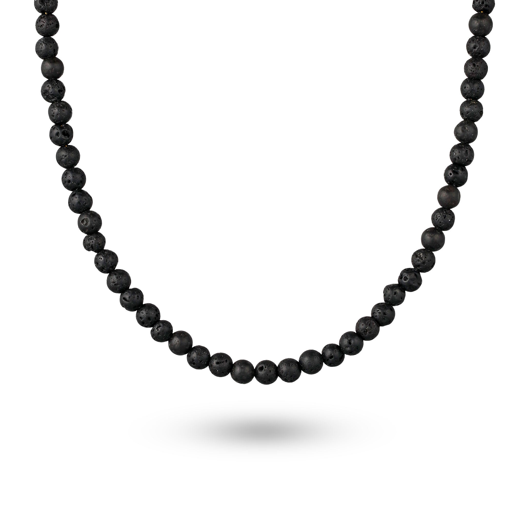 Gold - Elli | Halskette mit Perlen | Lava Schwarz| 925 Sterling Silber vergoldet
