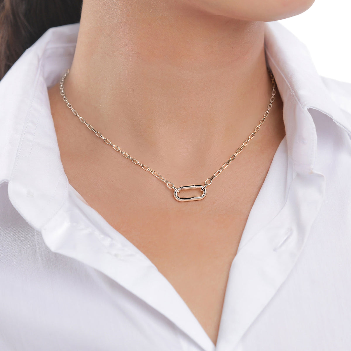 Silber - Elli | Halskette | Karabiner-Charm Kette | 925 Sterling Silber