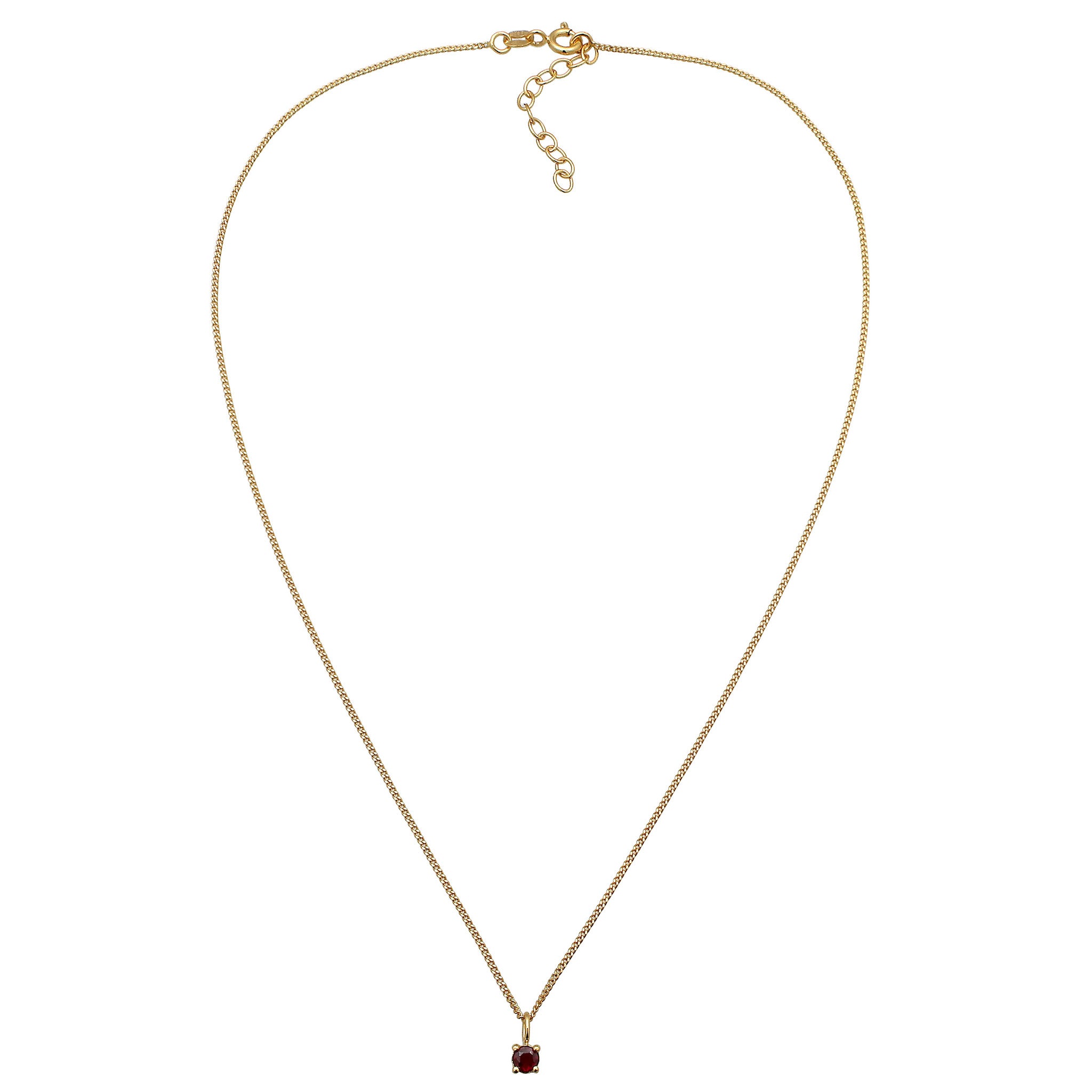 Gold - Elli | Halskette Choker | Granat (Dunkelrot) | 925 Sterling Silber vergoldet