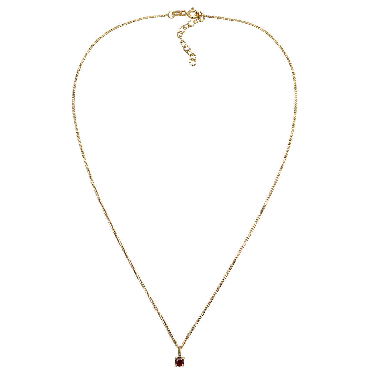 Gold - Elli | Halskette Choker | Granat (Dunkelrot) | 925 Sterling Silber vergoldet