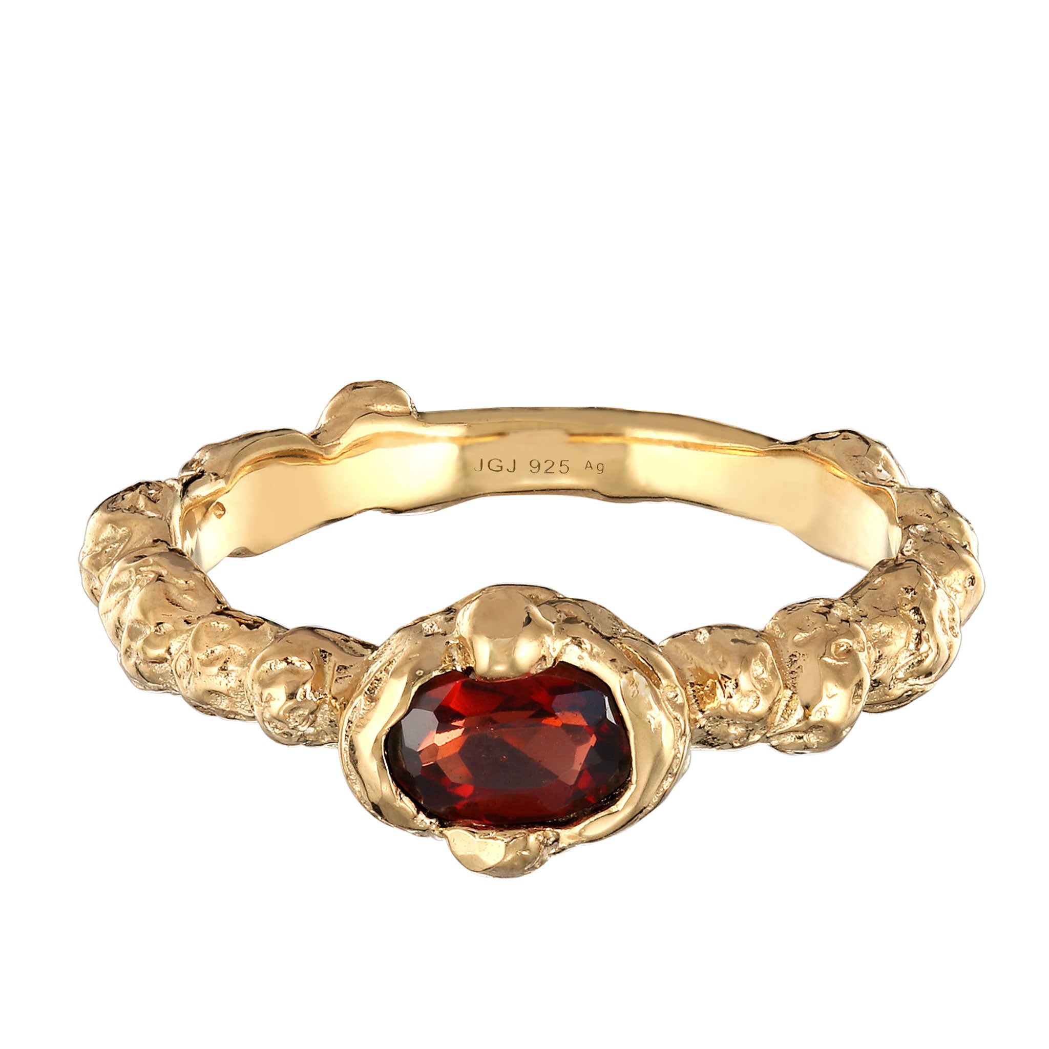 Gold - Elli | Ring | Granat (Dunkelrot) | 925 Sterling Silber vergoldet