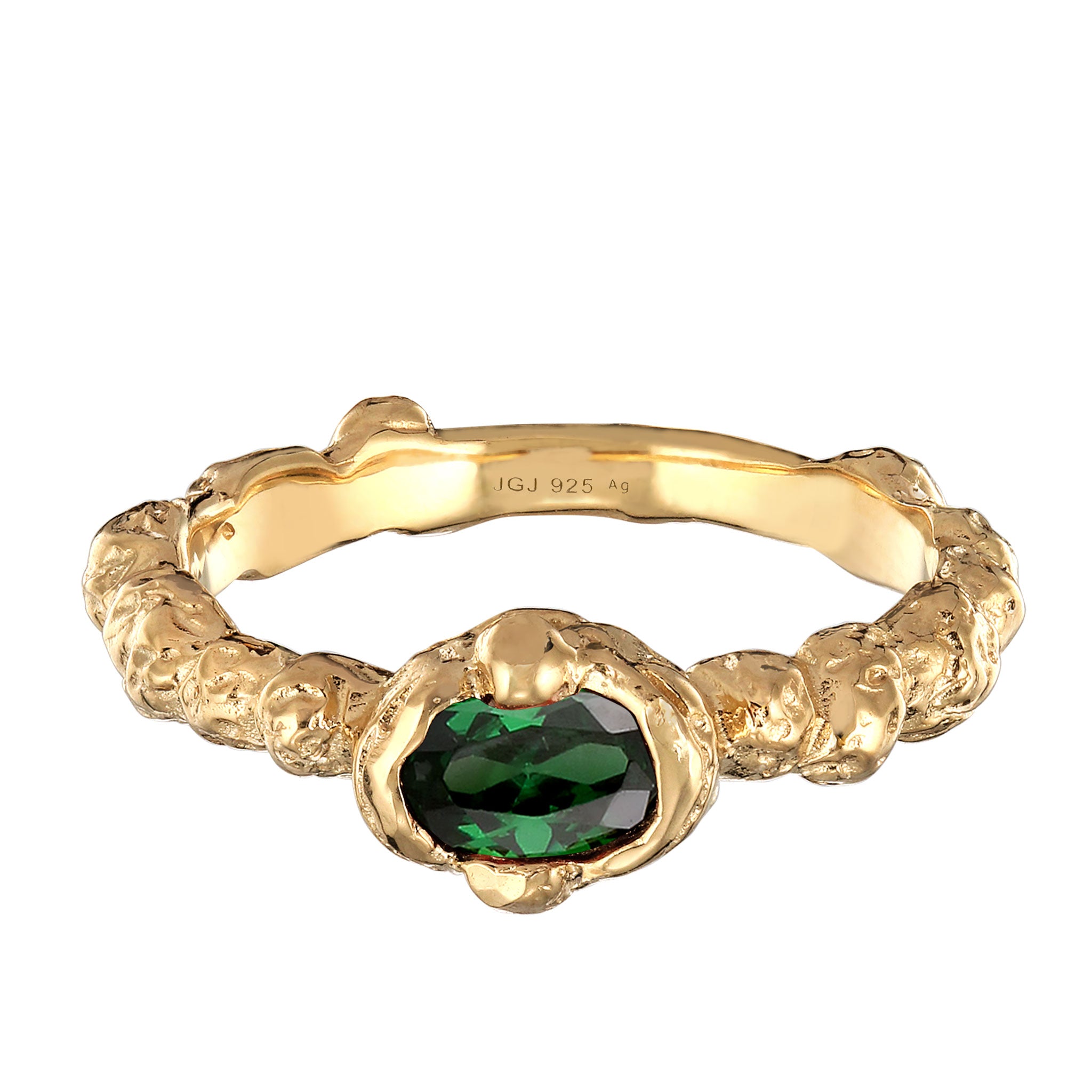 Gold - Elli | Ring  | Zirkonia (Grün) | 925 Sterling Silber vergoldet