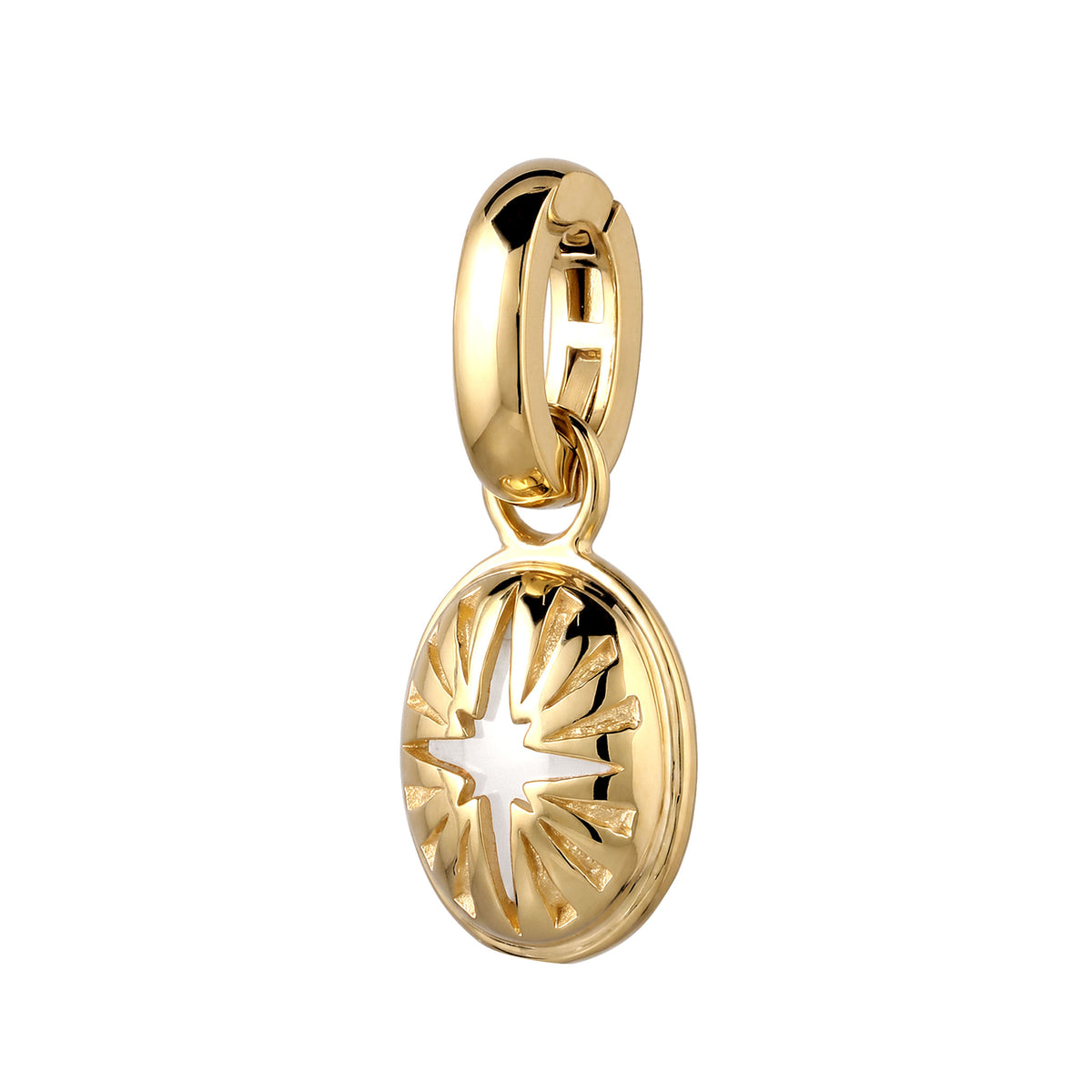 Gold - Elli | Charm Stern-Motiv | Mondstein (Weiß) | 925 Sterling Silber vergoldet