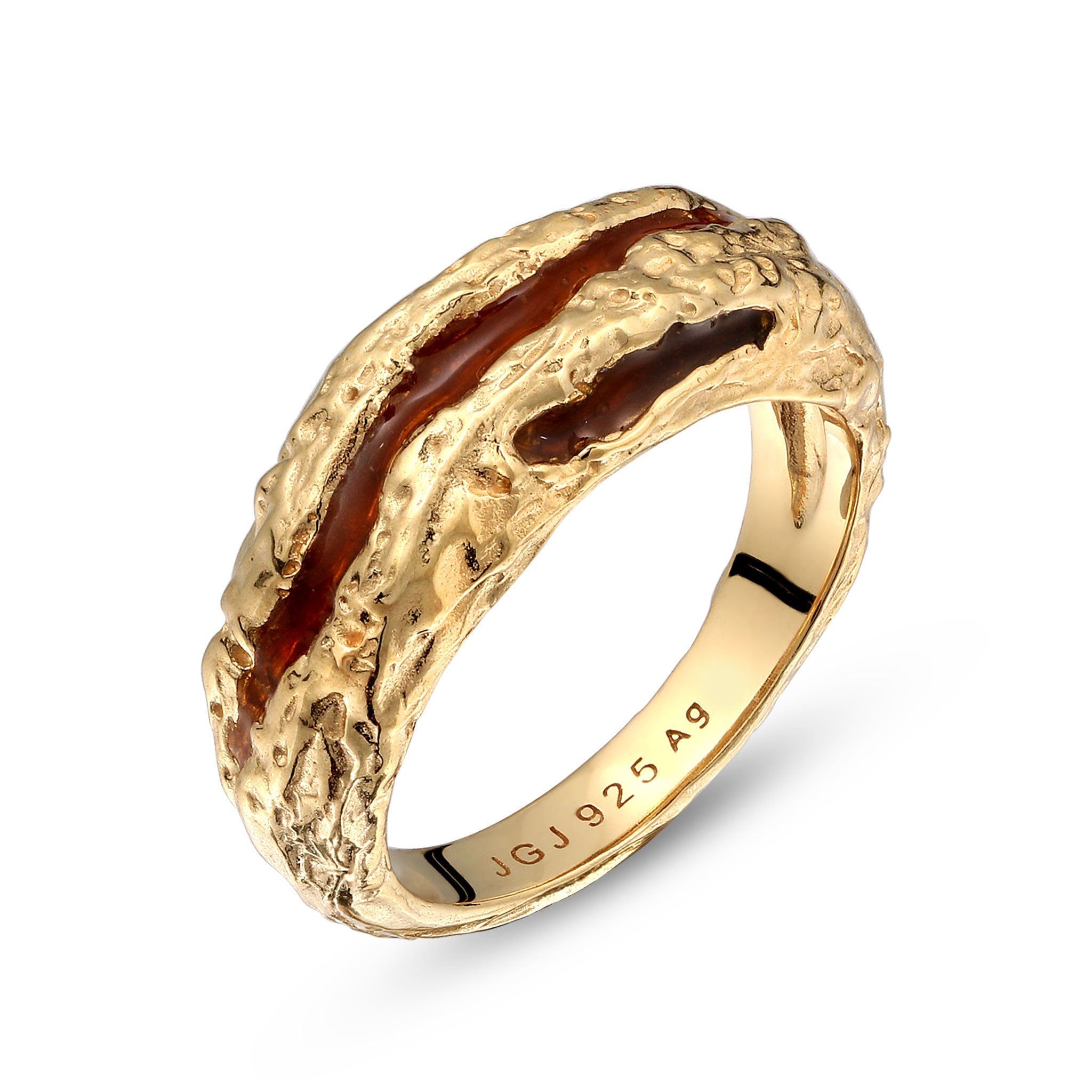 Gold - Elli | Ring Organic Enamel Gelb | 925 Sterling Silber vergoldet