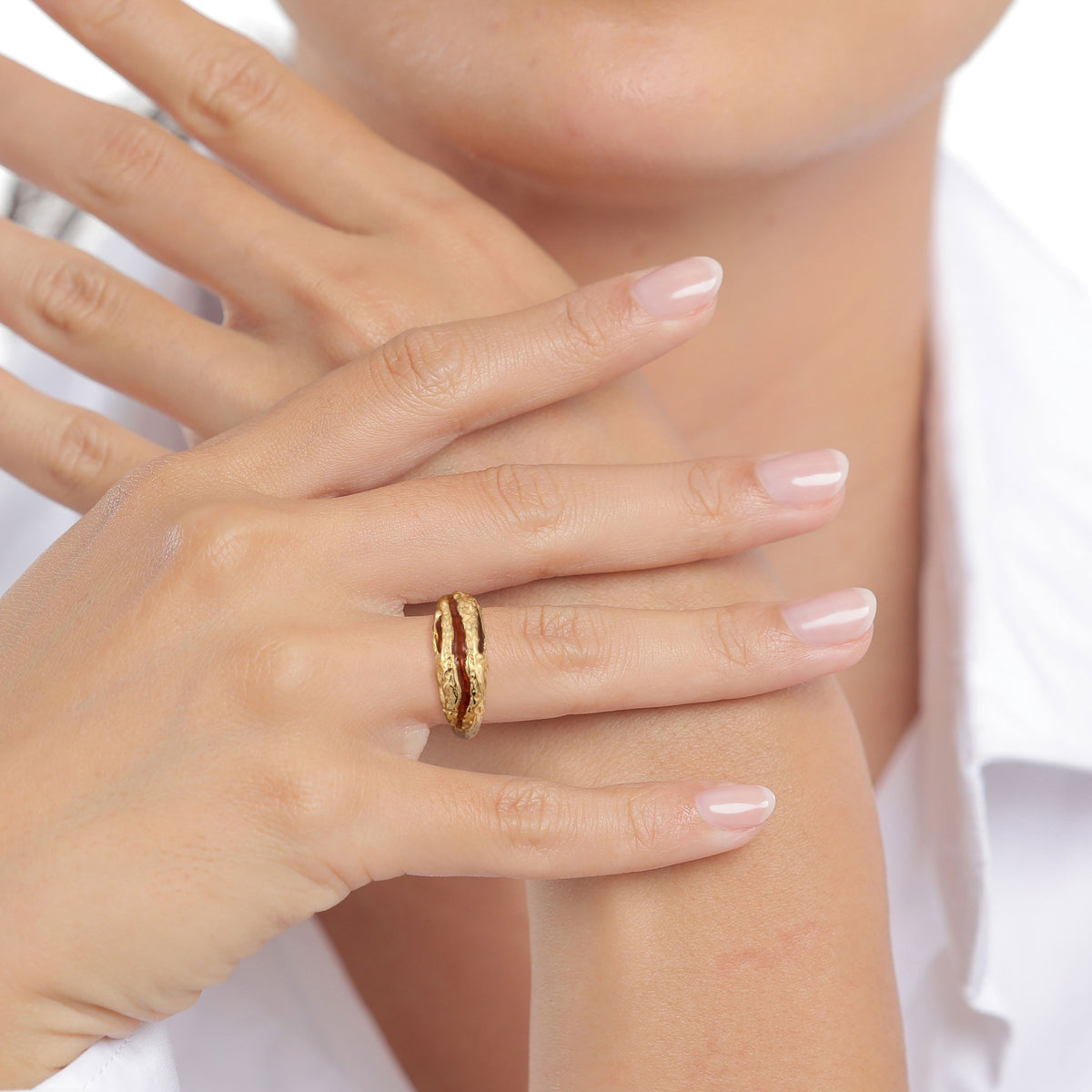 Gold - Elli | Ring Organic Enamel Gelb | 925 Sterling Silber vergoldet