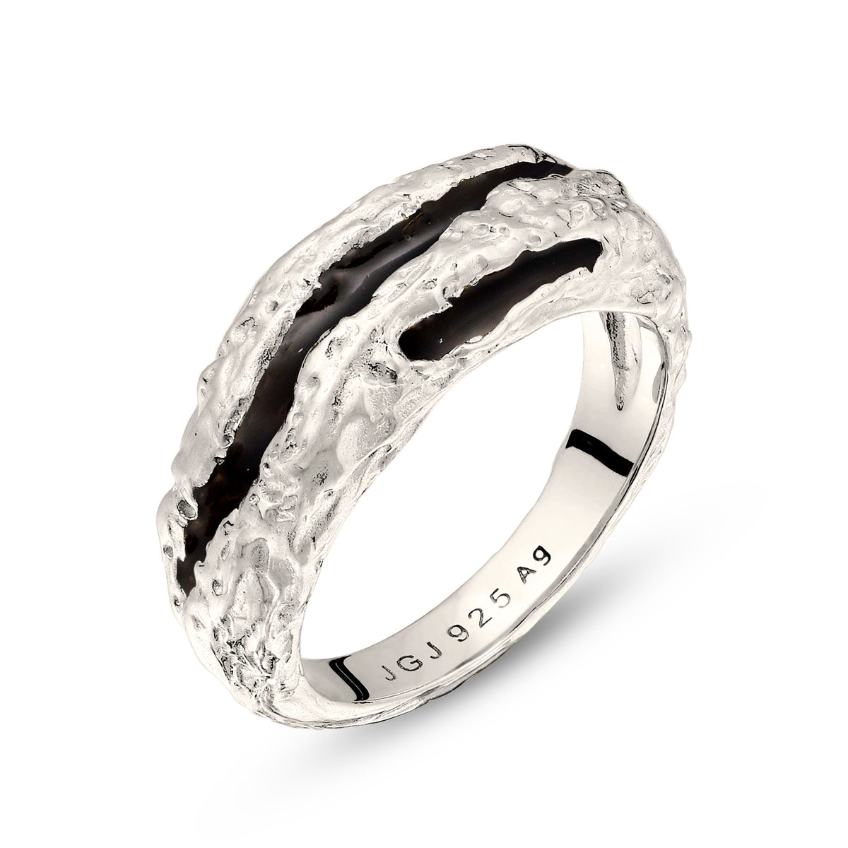 Silber - Elli | Ring Organic Enamel Schwarz | 925 Sterling Silber