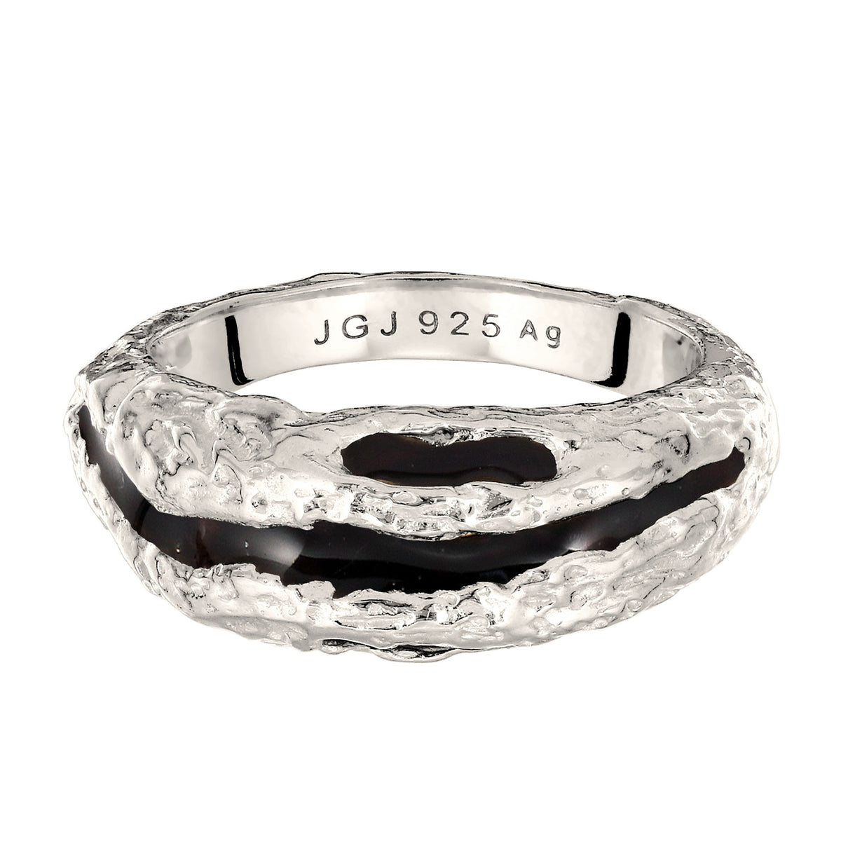 Silber - Elli | Ring Organic Enamel Schwarz | 925 Sterling Silber