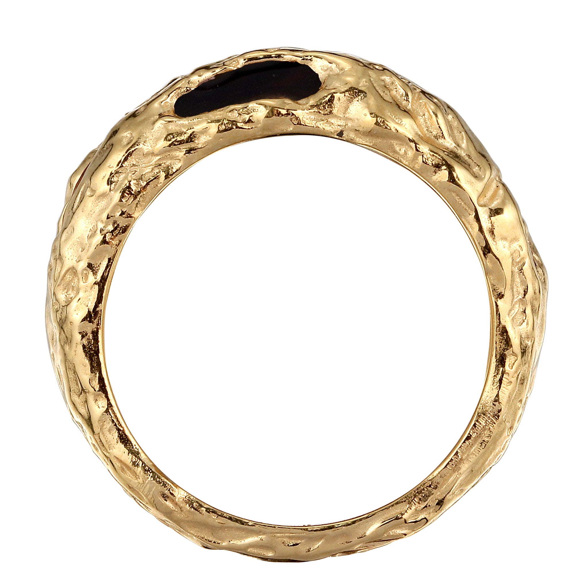 Gold - Elli | Ring Organic Enamel Schwarz | 925 Sterling Silber vergoldet