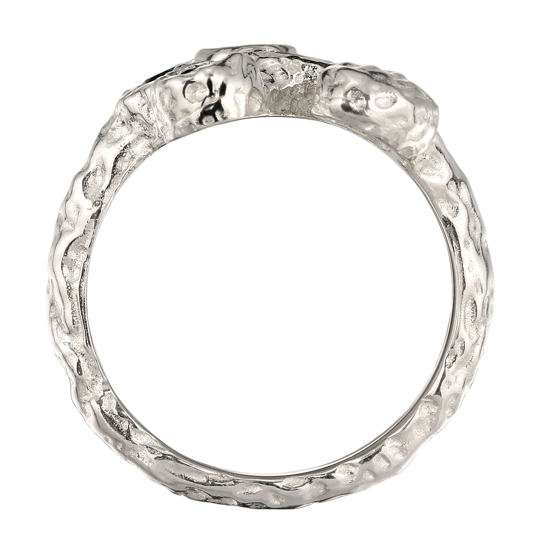 Silber - Elli | Ring | Synthetischer Smaragd & Zirkonia (Grün & Schwarz) | 925 Sterling Silber