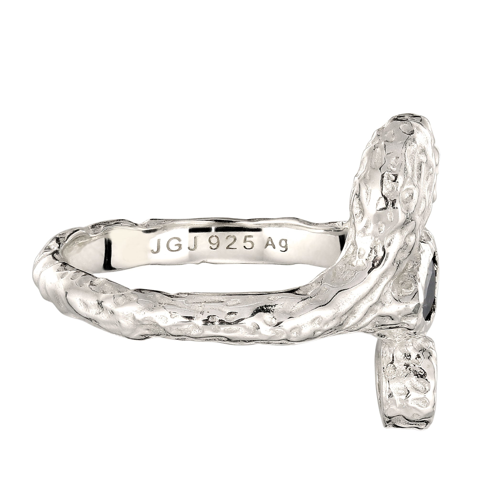 Silber - Elli | Ring | Synthetischer Smaragd & Zirkonia (Grün & Schwarz) | 925 Sterling Silber