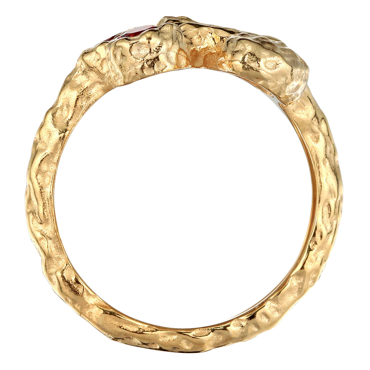 Gold - Elli | Ring Carved Look | Granat & Zirkonia (Dunkelrot & Weiß) | 925 Sterling Silber vergoldet