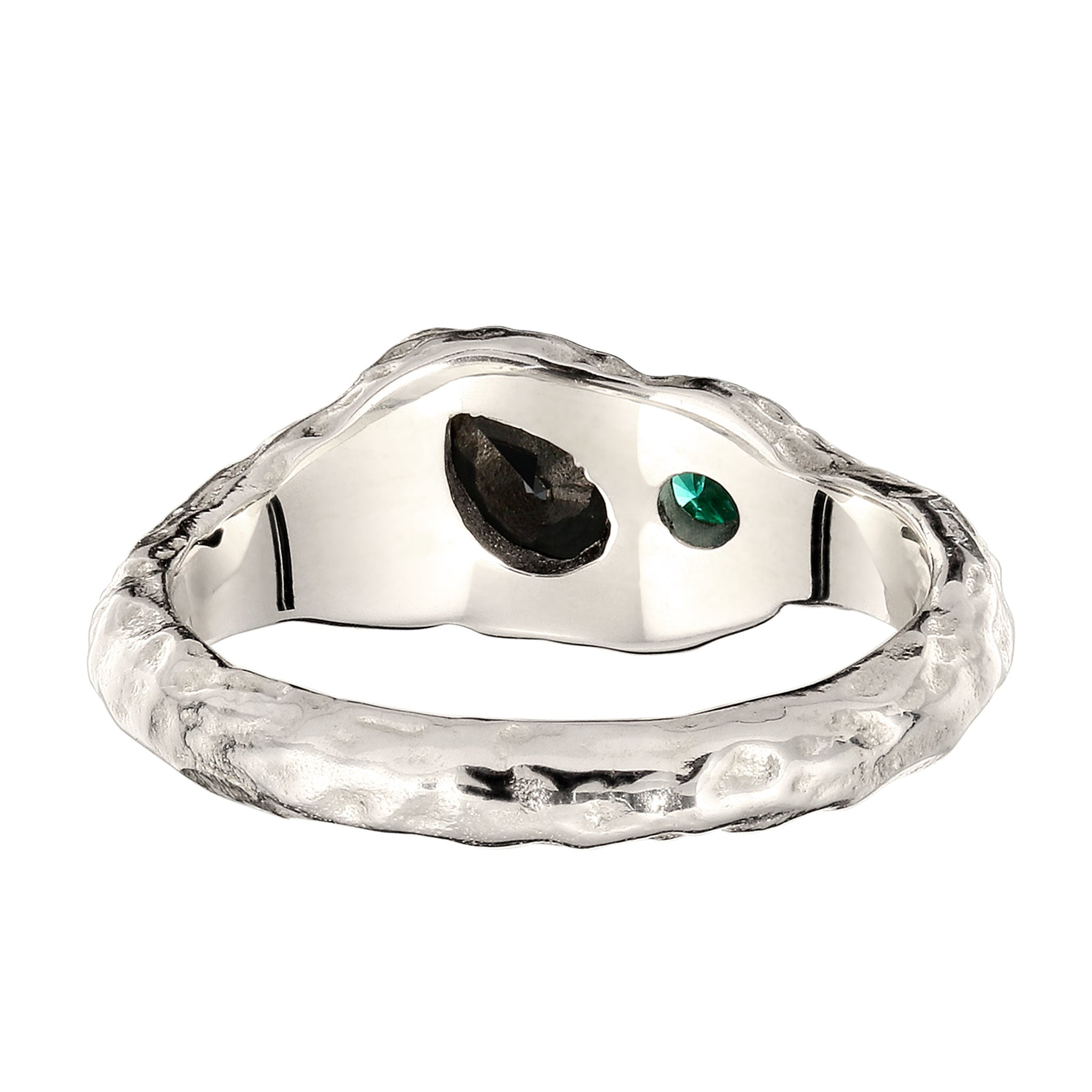 Silber - Elli | Synthetischer Smaragd (Grün) & Zirkonia (Schwarz) | 925 Sterling Silber