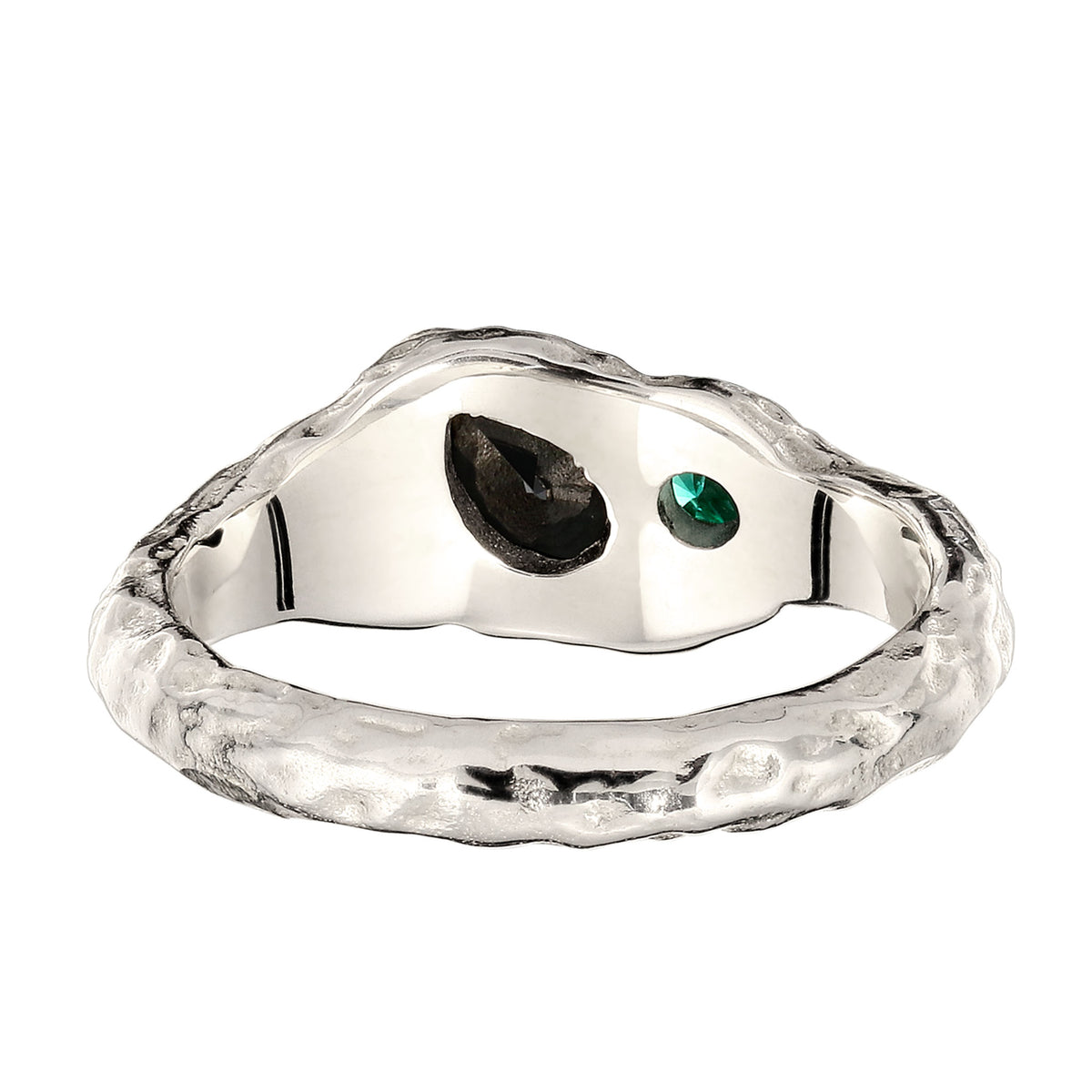 Silber - Elli | Synthetischer Smaragd (Grün) & Zirkonia (Schwarz) | 925 Sterling Silber