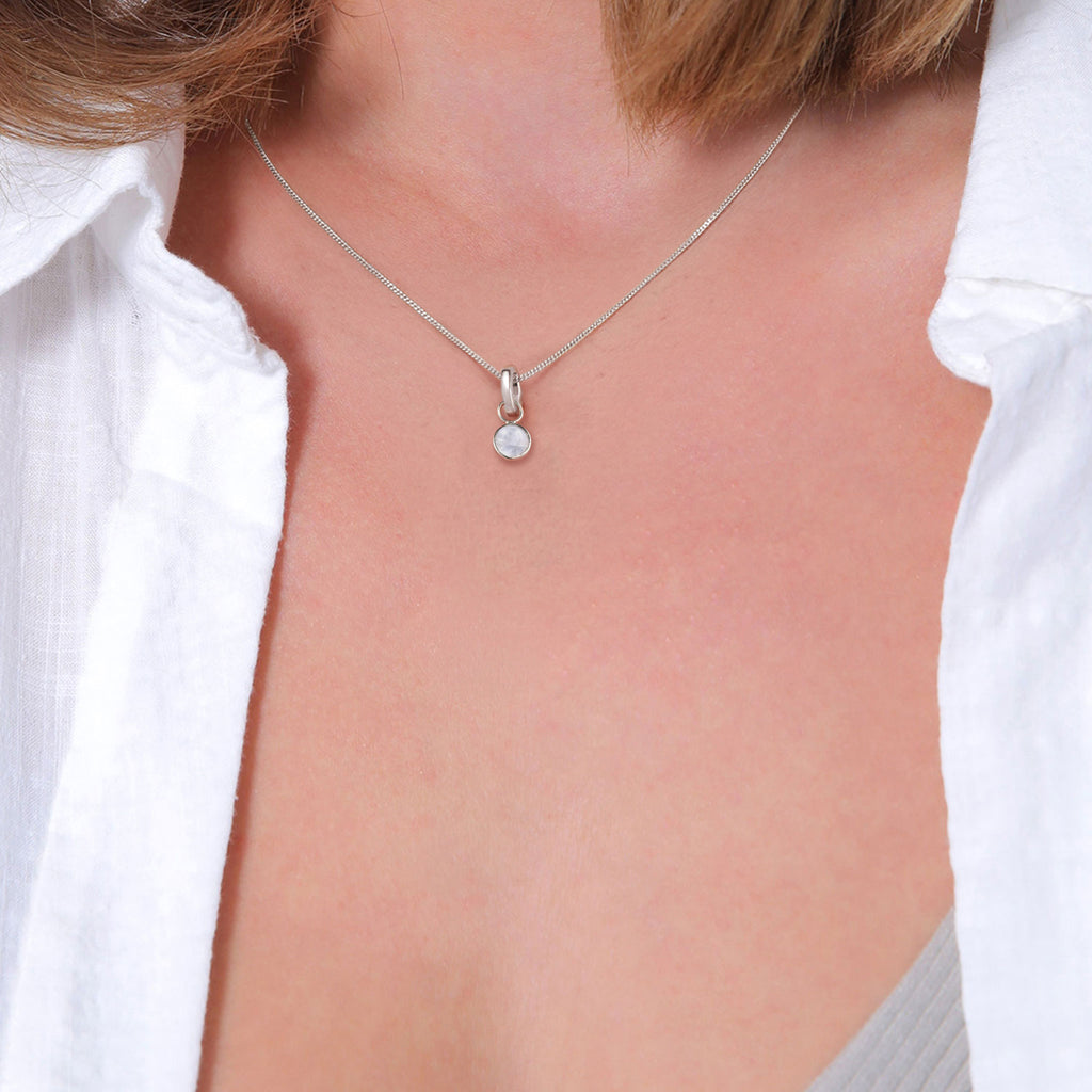 Silber - Elli | Anhänger | Mondstein (Weiß) | 925 Sterling Silber