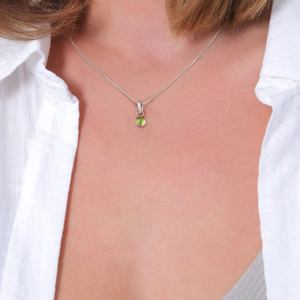Silber - Elli | Anhänger mit Stein | Peridot Hellgrün | 925 Sterling Silber