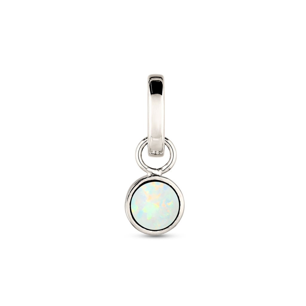Silber - Elli | Anhänger | Synthetischer Opal Weiß | 925 Sterling Silber