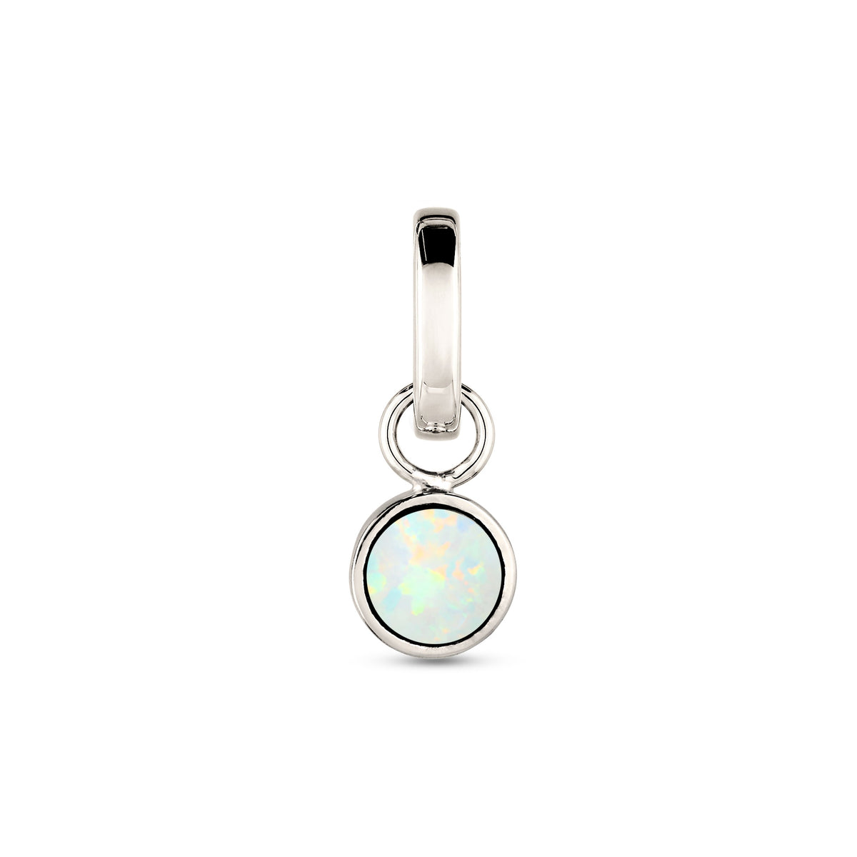 Silber - Elli | Anhänger | Synthetischer Opal Weiß | 925 Sterling Silber