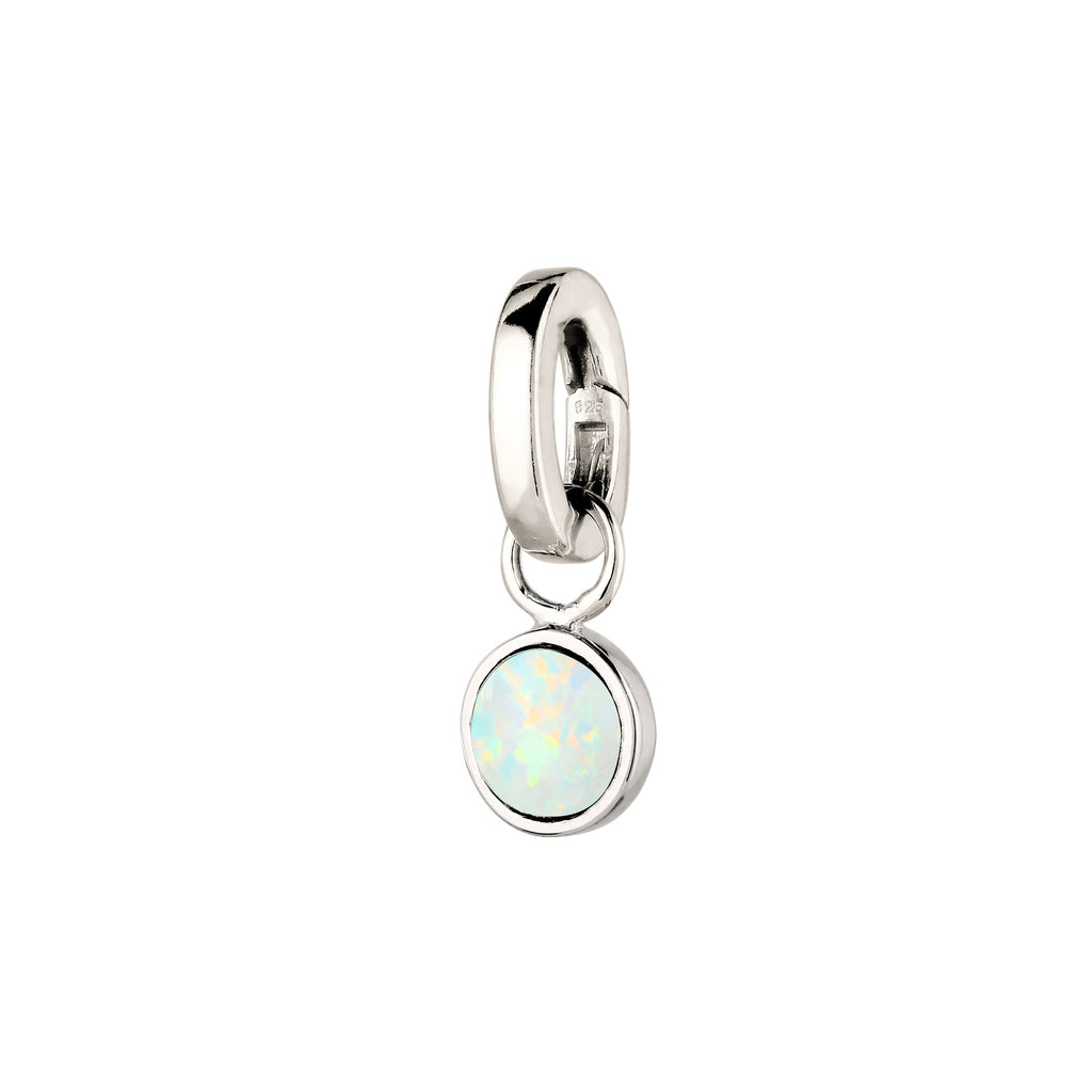 Silber - Elli | Anhänger | Synthetischer Opal Weiß | 925 Sterling Silber