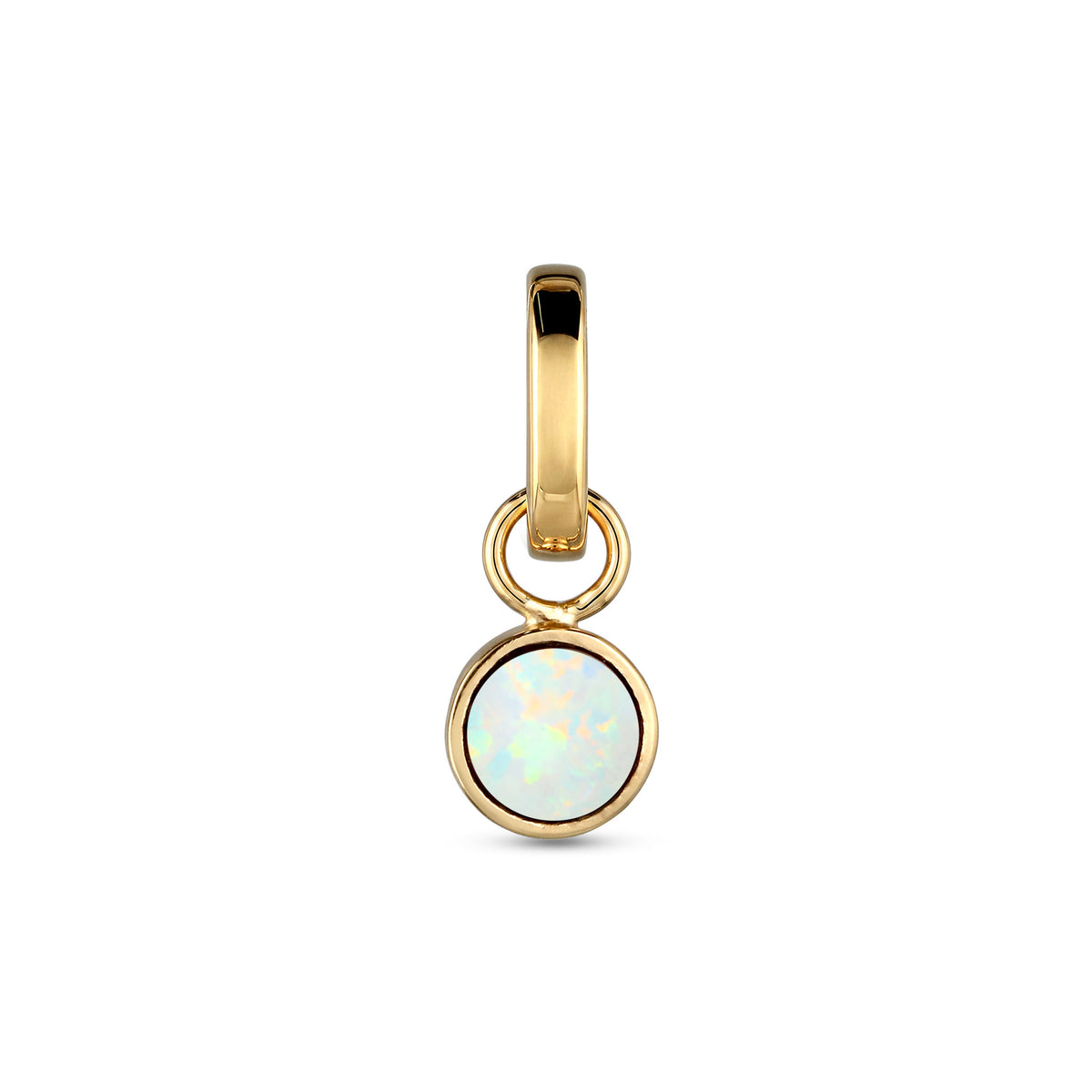 Gold - Elli | Anhänger | Synthetischer Opal Weiß | 925 Sterling Silber vergoldet