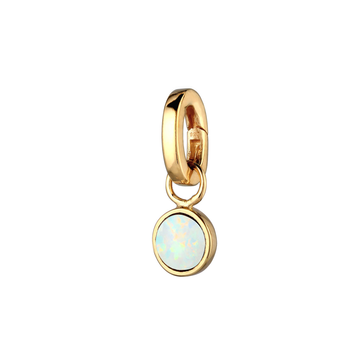 Gold - Elli | Anhänger | Synthetischer Opal Weiß | 925 Sterling Silber vergoldet