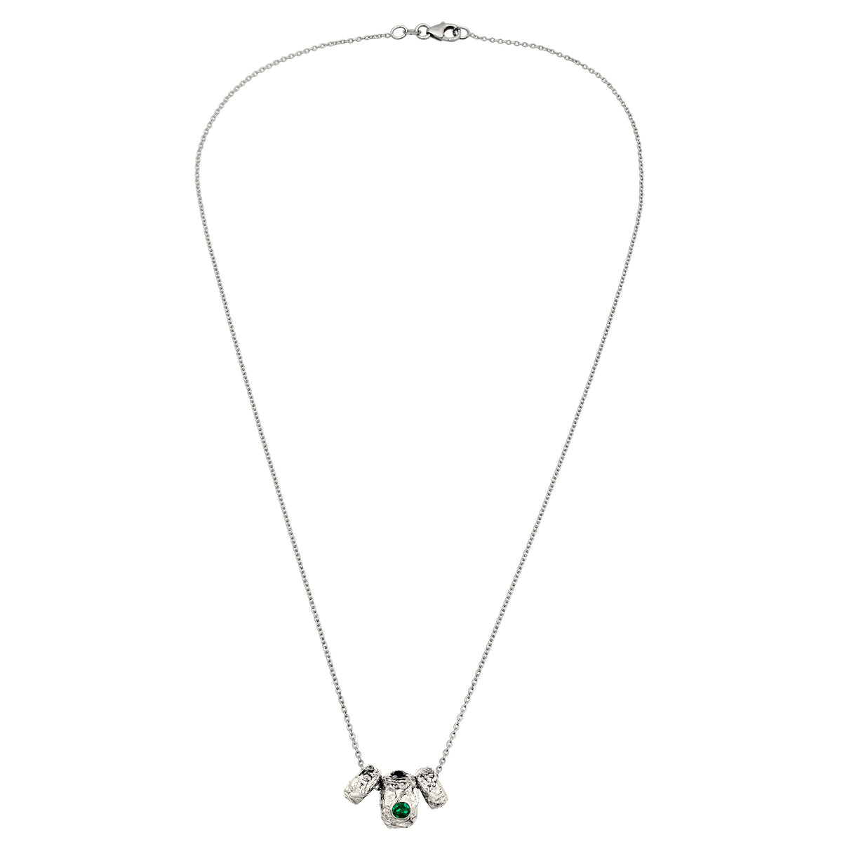 Silber - Elli | Halskette | Synthetischer Smaragd & Zirkonia | 925 Sterling Silber