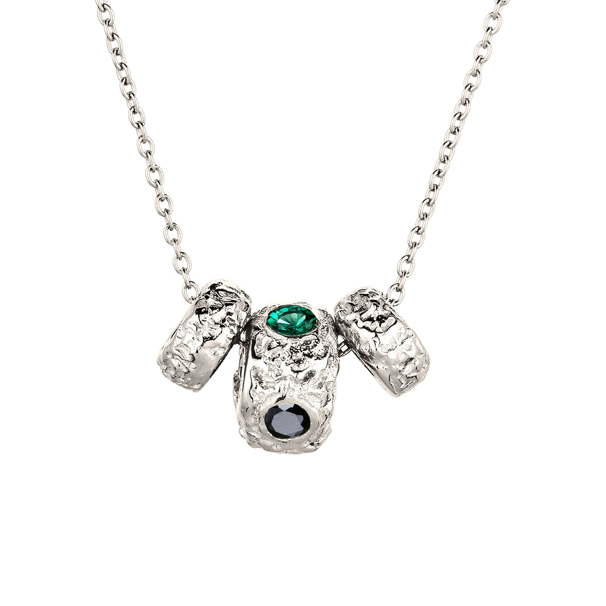 Silber - Elli | Halskette | Synthetischer Smaragd & Zirkonia | 925 Sterling Silber