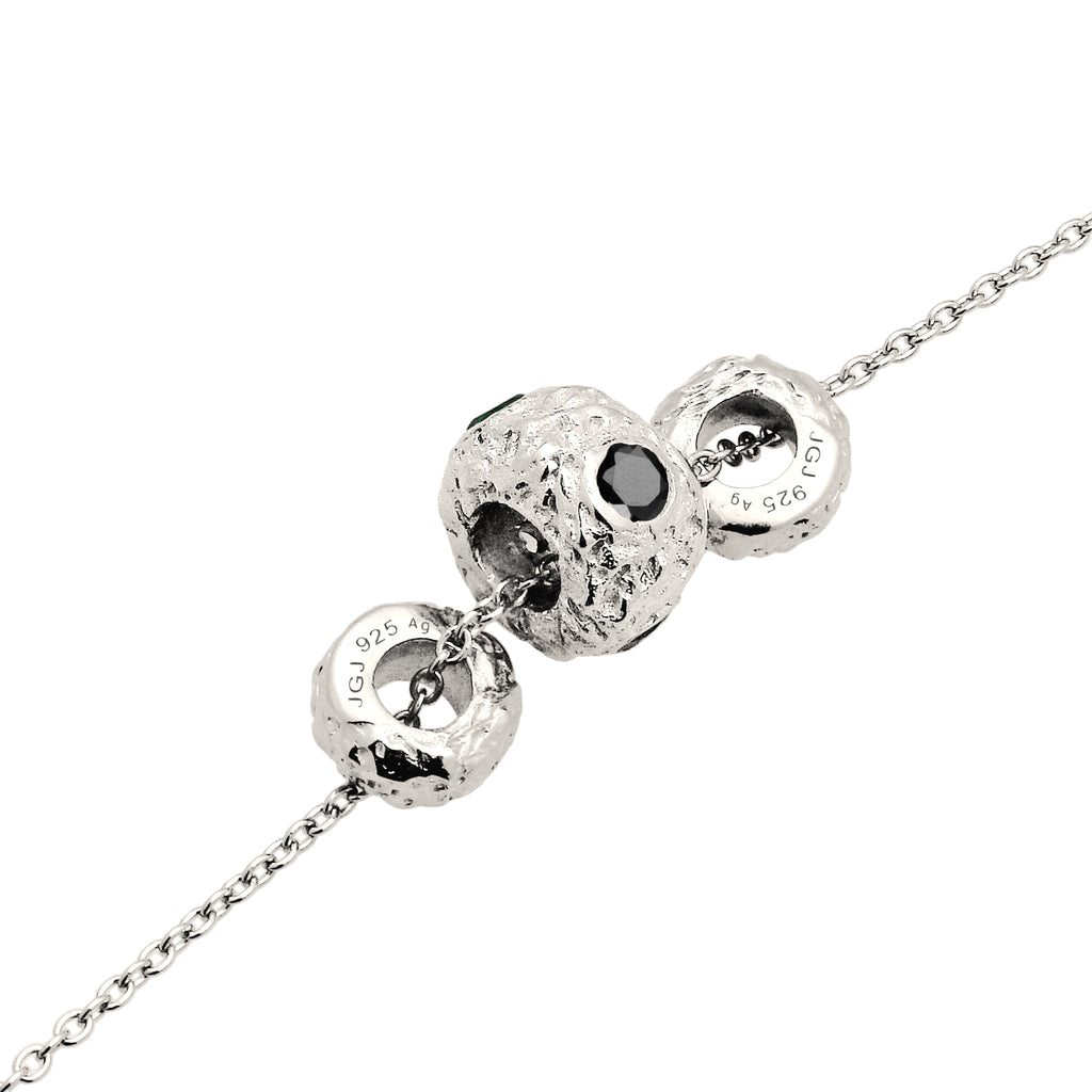 Silber - Elli | Halskette | Synthetischer Smaragd & Zirkonia | 925 Sterling Silber
