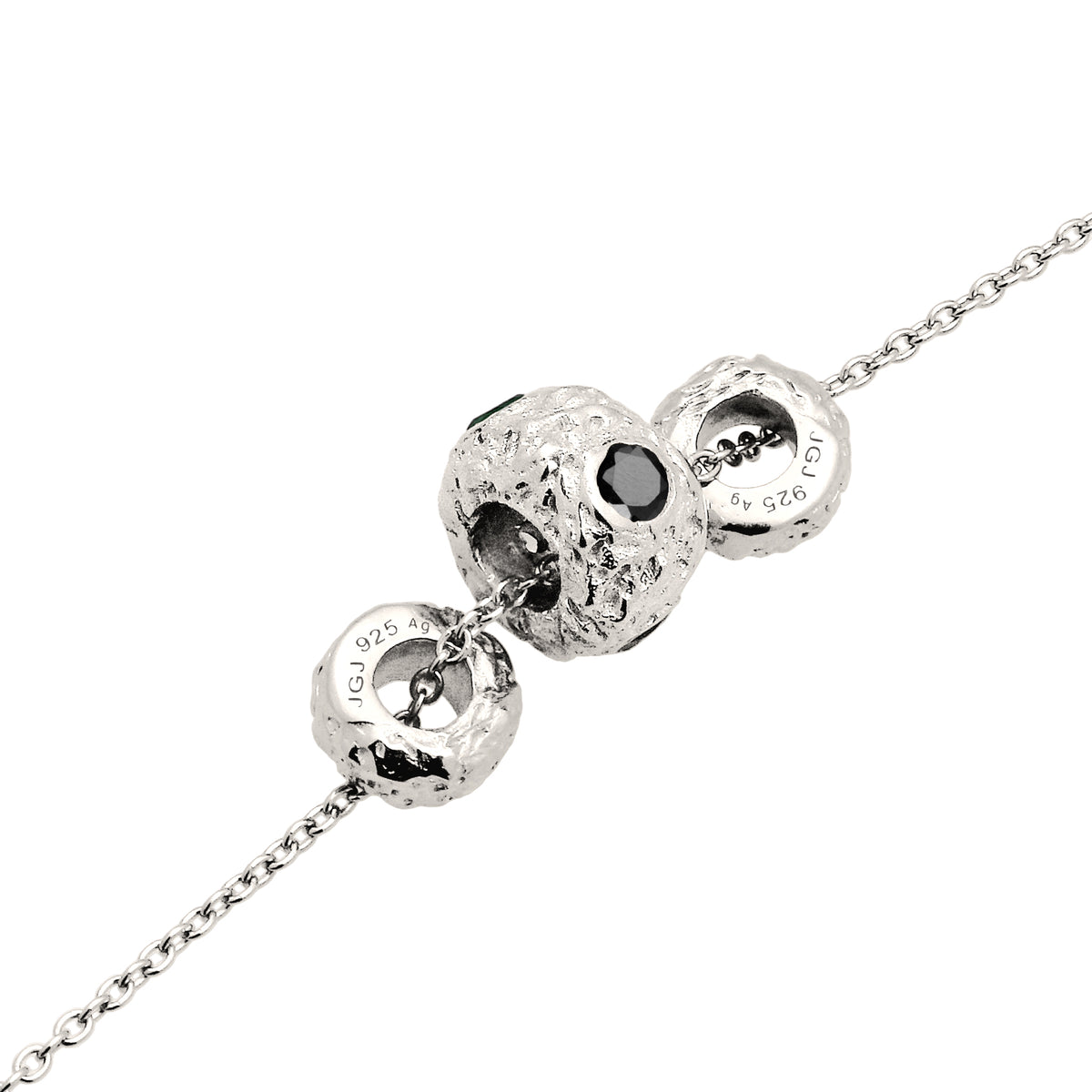 Silber - Elli | Halskette | Synthetischer Smaragd & Zirkonia | 925 Sterling Silber