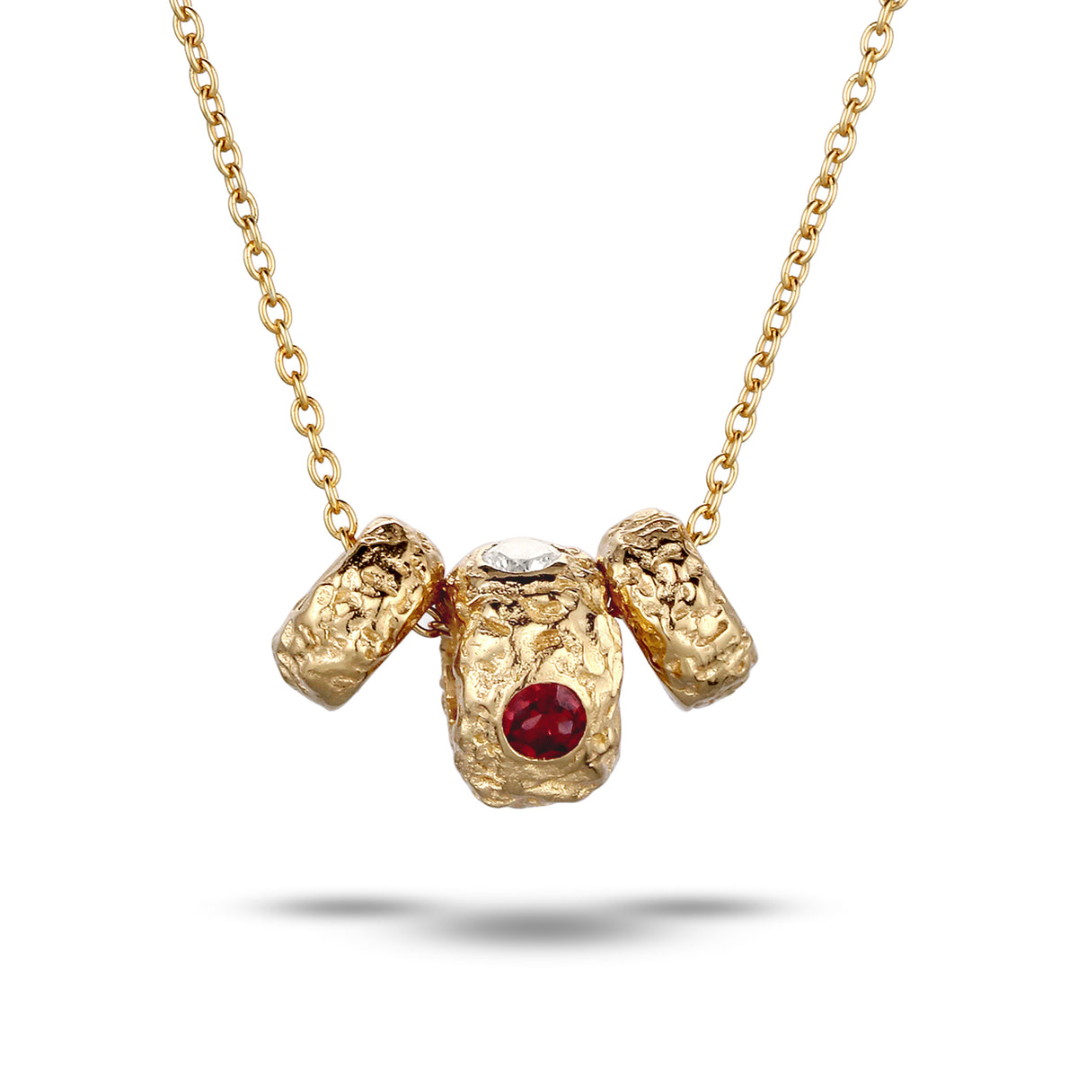 Gold - Elli | Halskette | Granat & Zirkonia | 925 Sterling Silber vergoldet