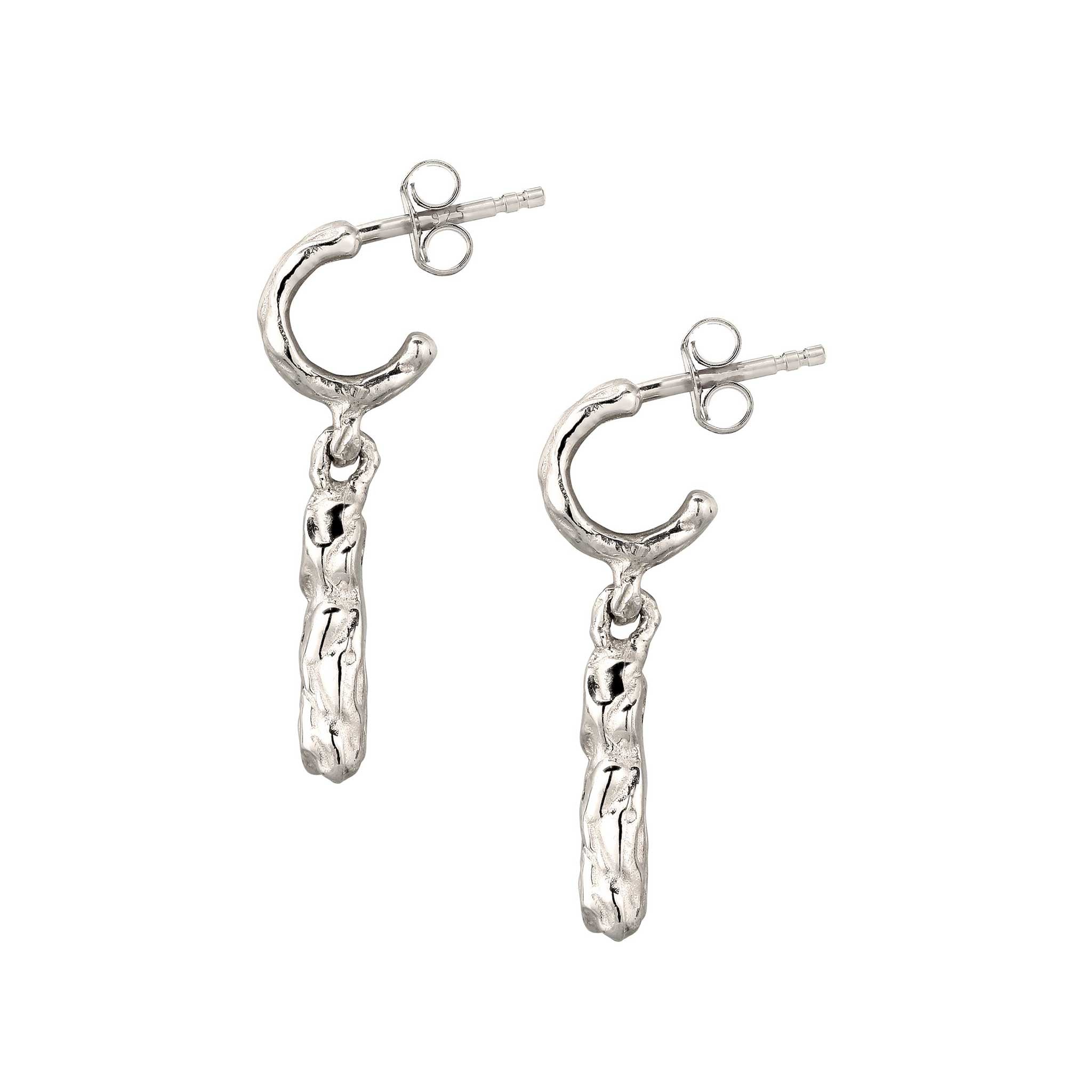 Silber - Elli | Ohrstecker Rechteck | Synthetischer Smaragd (Grün) & Zirkonia (Schwarz) | 925 Sterling Silber