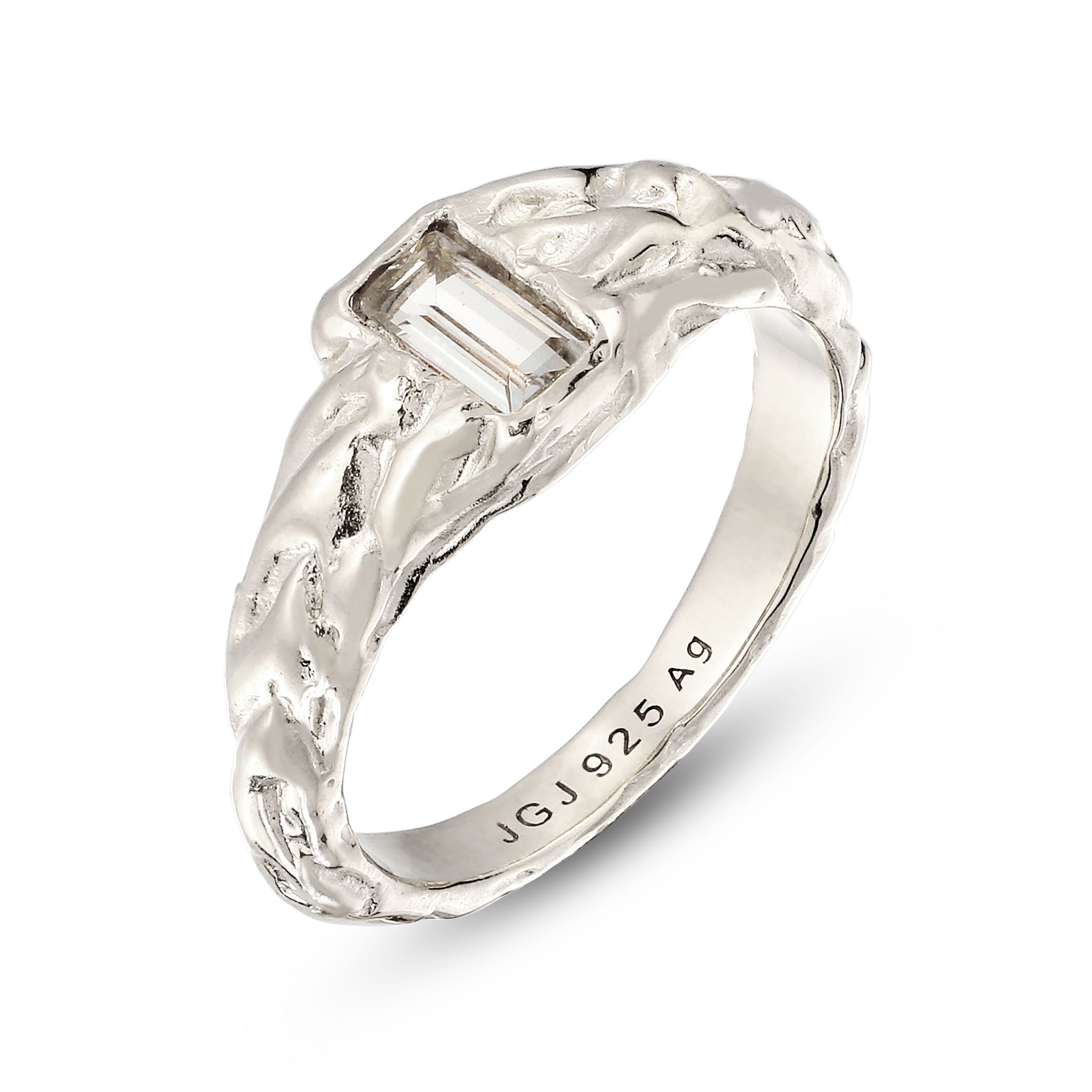 Silber - Elli | Ring Rechteck | Topas (Weiß) | 925 Sterling Silber
