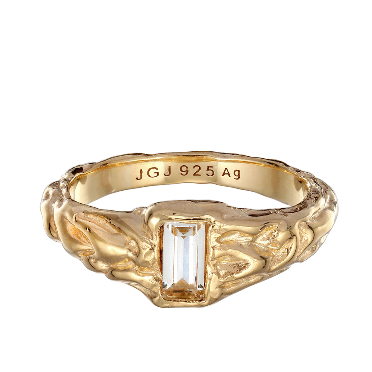 Gold - Elli | Siegelring Melted | Topas (Weiß) | 925 Sterling Silber vergoldet