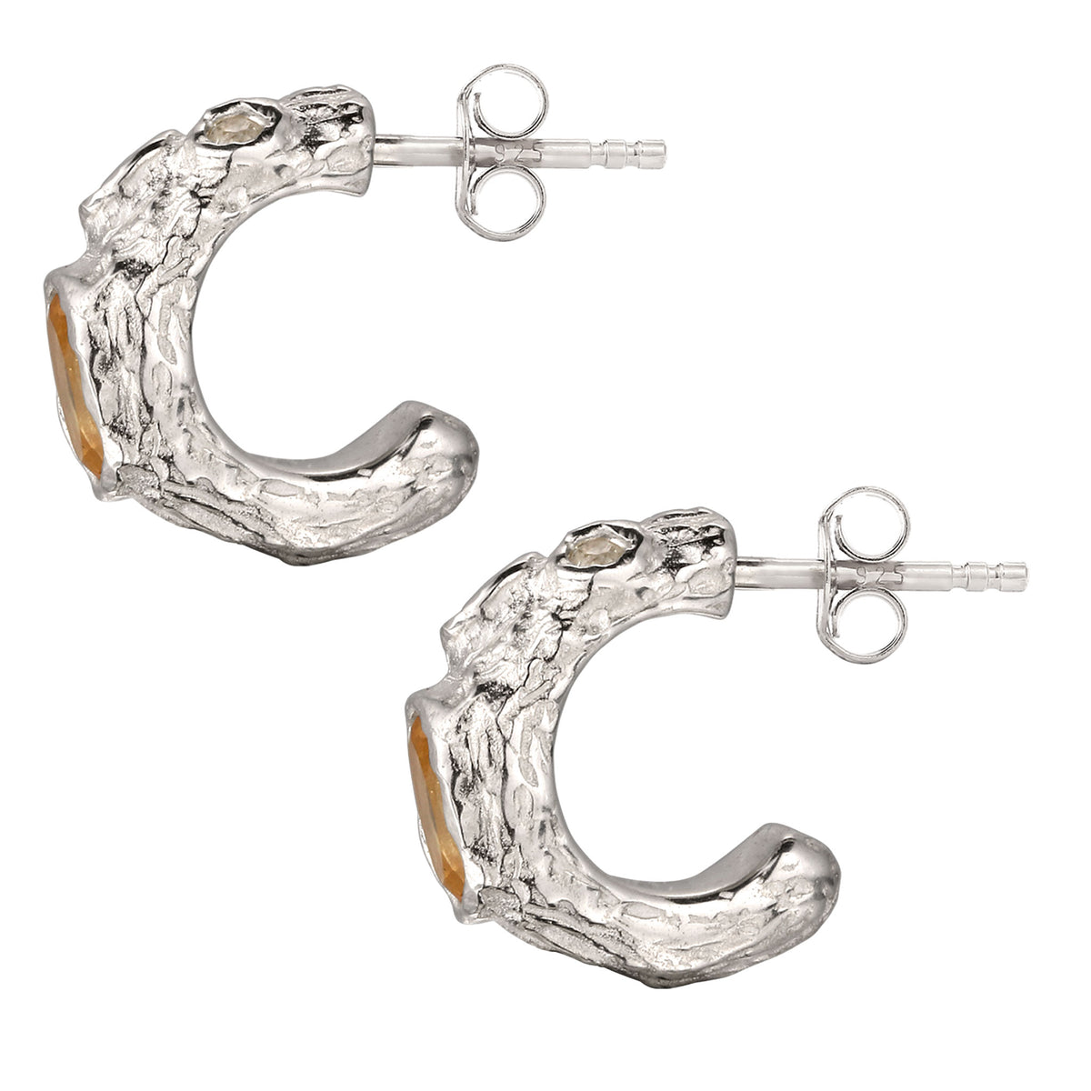 Silber - Elli | Ohrstecker mit synthetischen Smaragd | Citrin & Topaz | 925 Sterling Silber