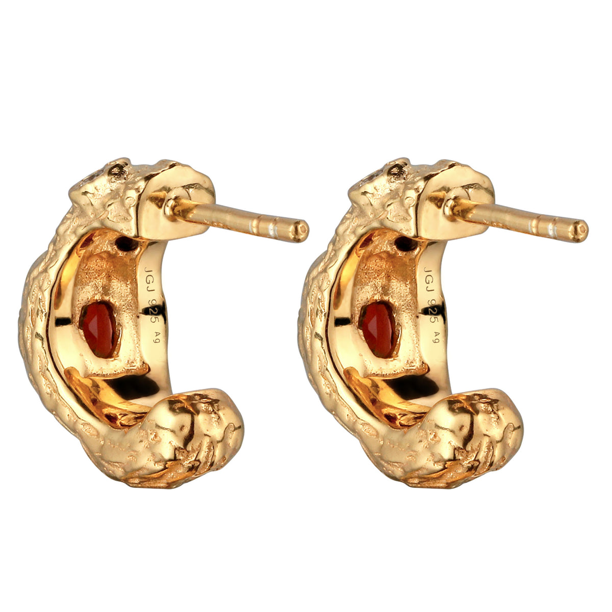 Gold - Elli | Ohrstecker mit Topas & Granat (Weiß & Dunkelrot) | 925 Sterling Silber vergoldet