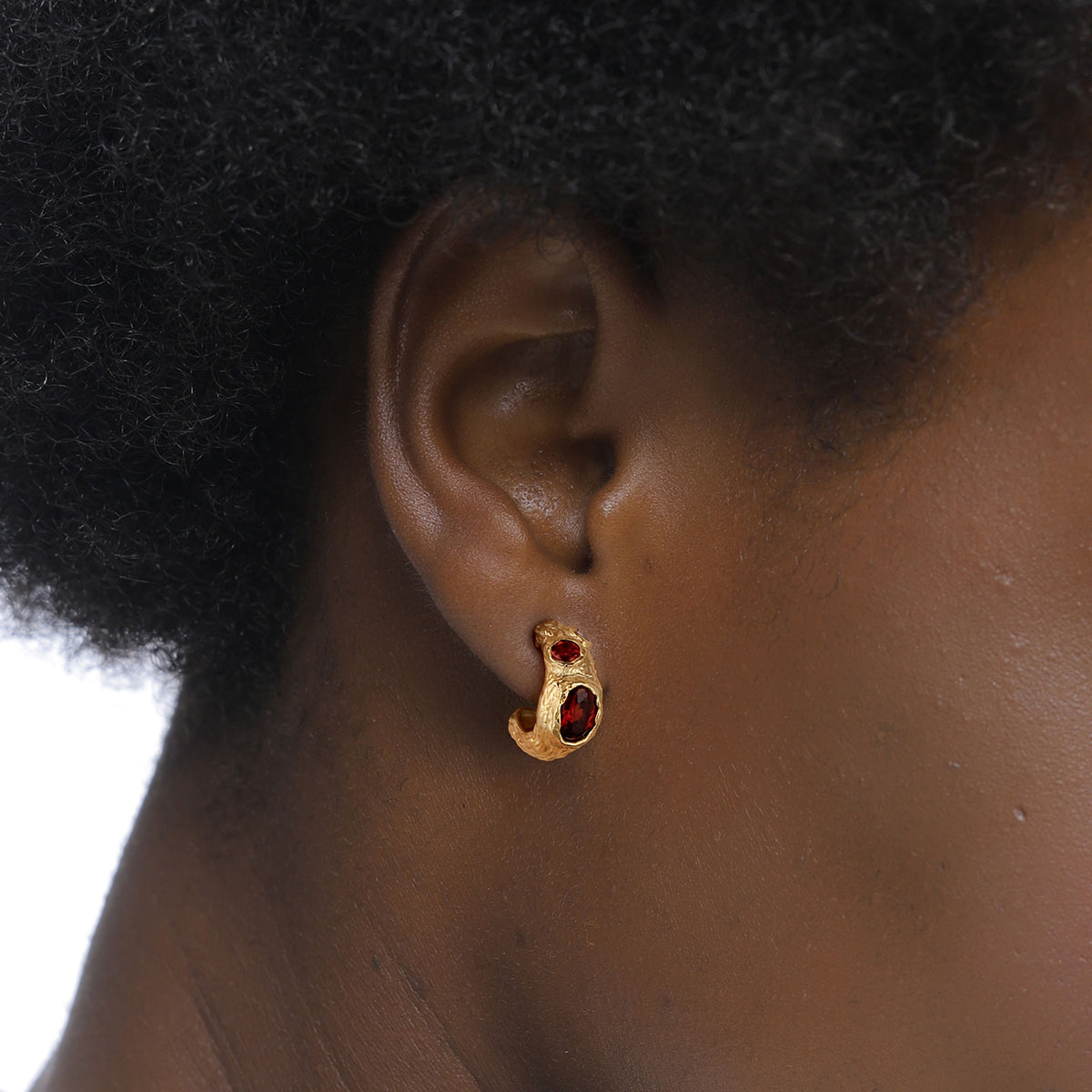 Gold - Elli | Ohrstecker mit Topas & Granat (Weiß & Dunkelrot) | 925 Sterling Silber vergoldet