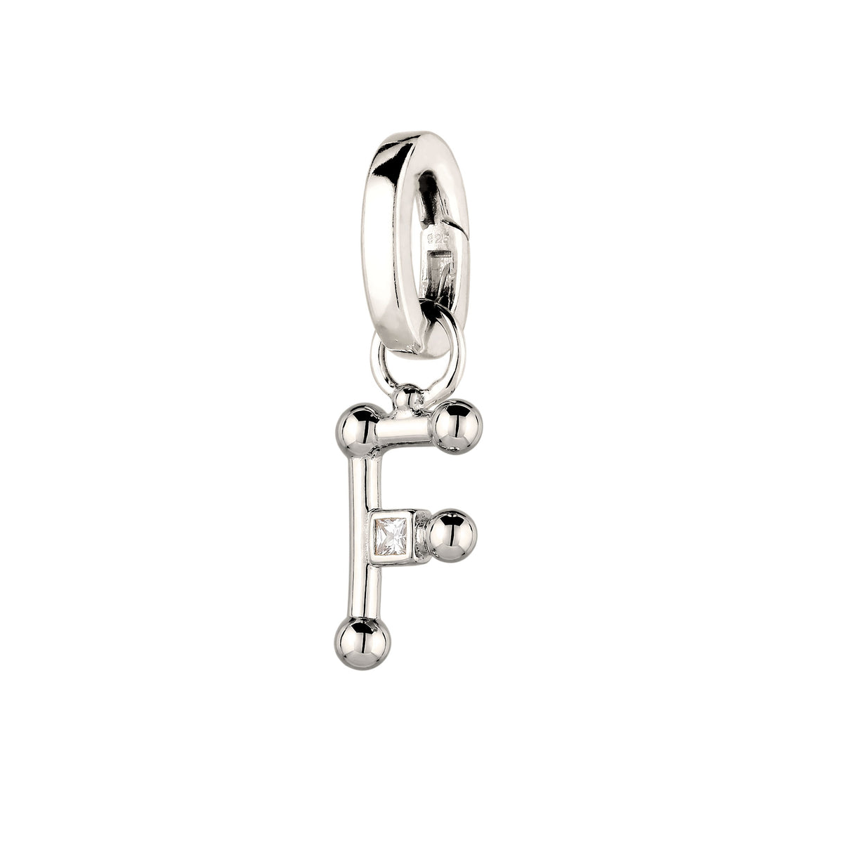 Silber - Elli | Charm Buchstabe F | Zirkonia | 925 Sterling Silber